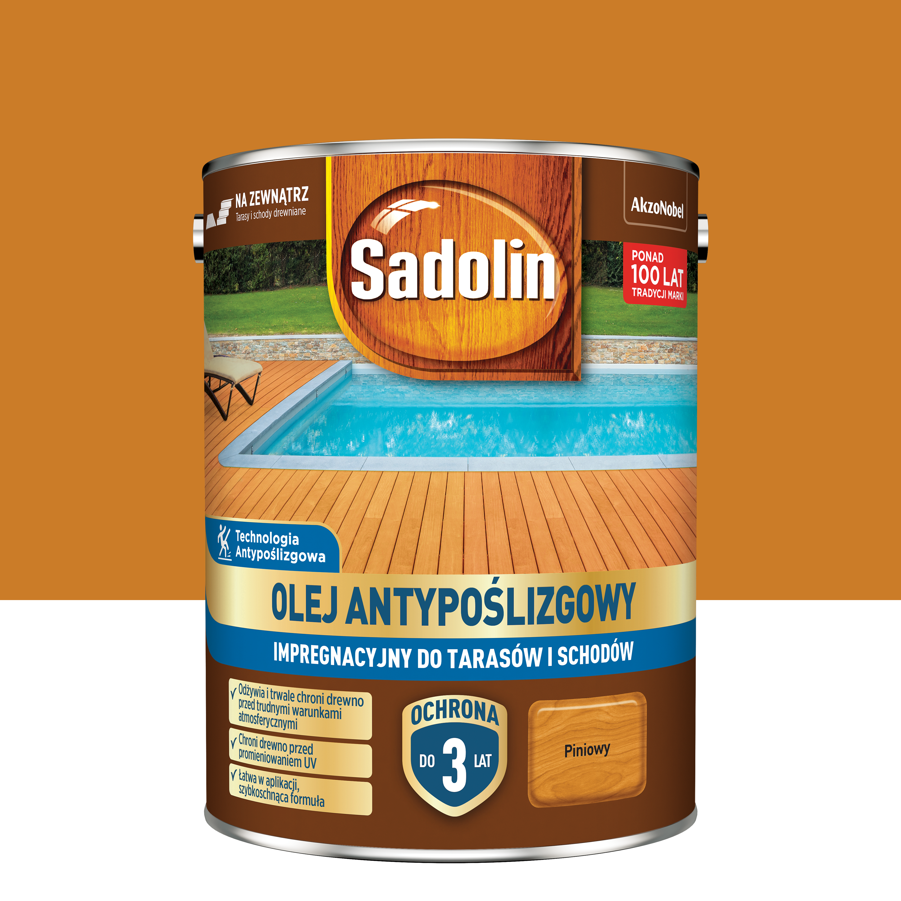 Olej antypoślizgowy do tarasów i schodów Pinia 4.5 l Sadolin