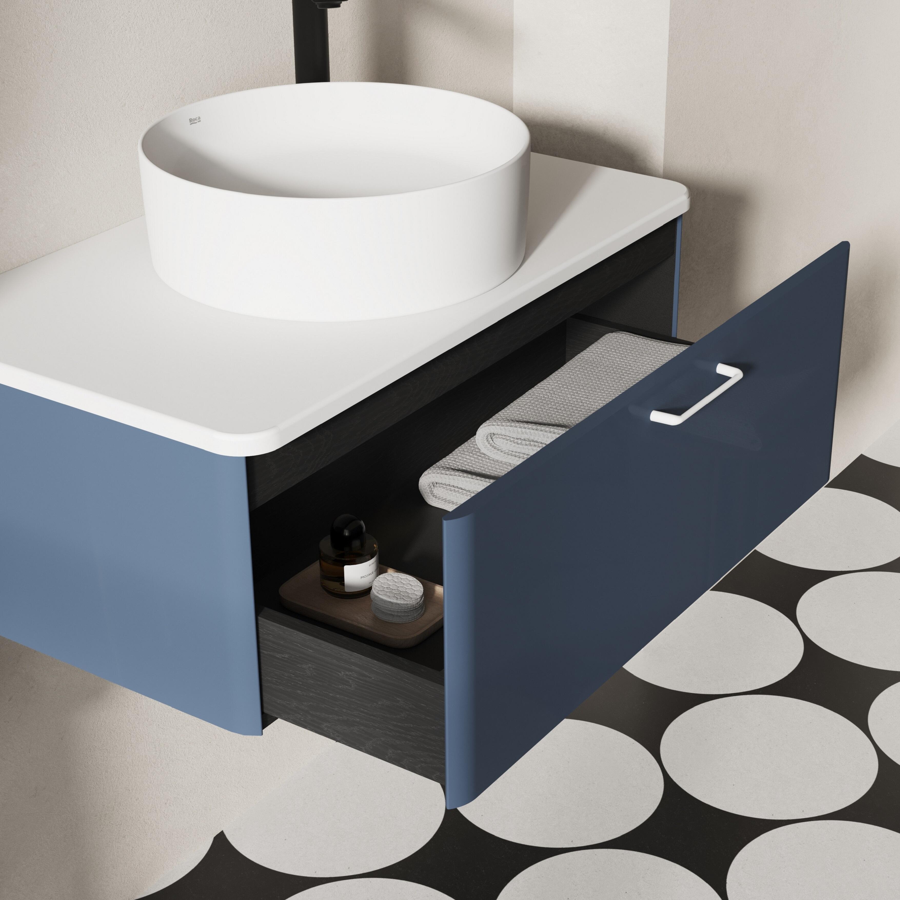 Móvel suspenso com tampo 100x46 cm 1 gaveta azul Roca Legacy - 3