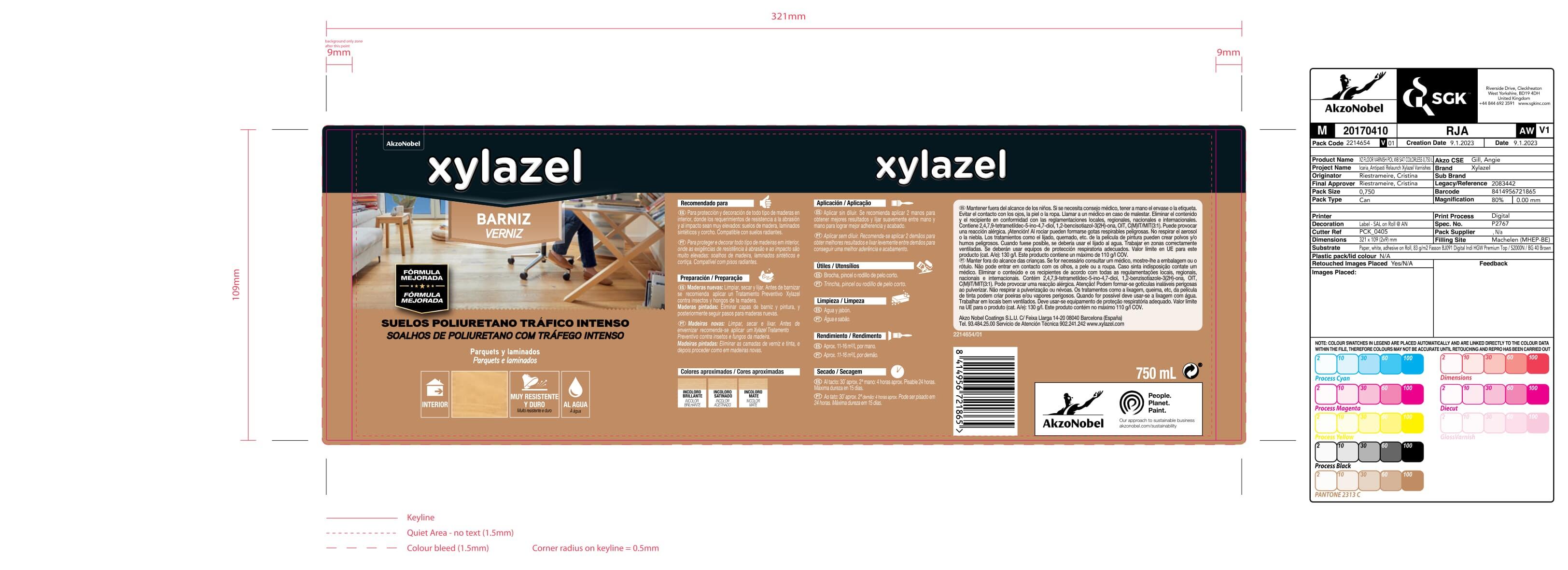 Verniz aquoso para parquet XYLAZEL MATE 0.75L - 4