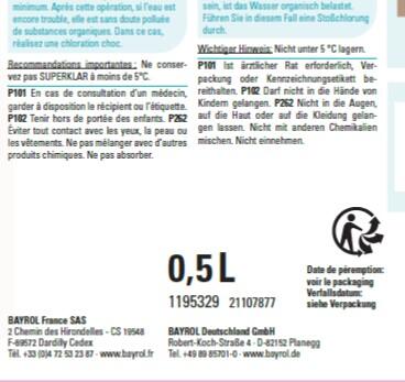 Clarifiant BAYROL Superklar, liquide 0.5 L - 4