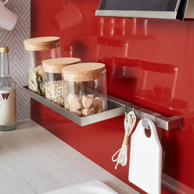 Leroymerlin Staffa per barra a muro per accessori cucina gancio grigio P 1.8 cm