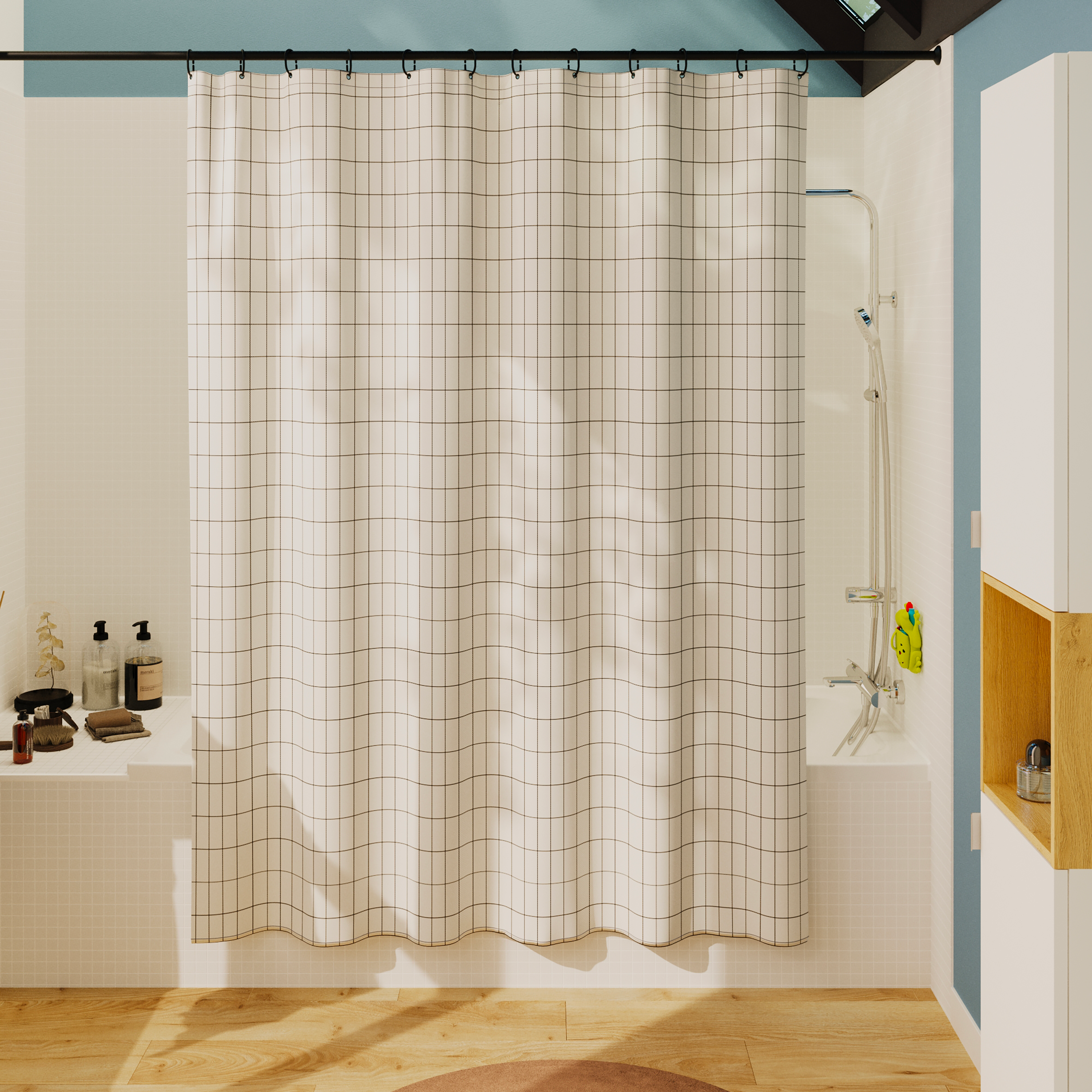 Cortina de baño Tiles negro 180x200 cm - 2