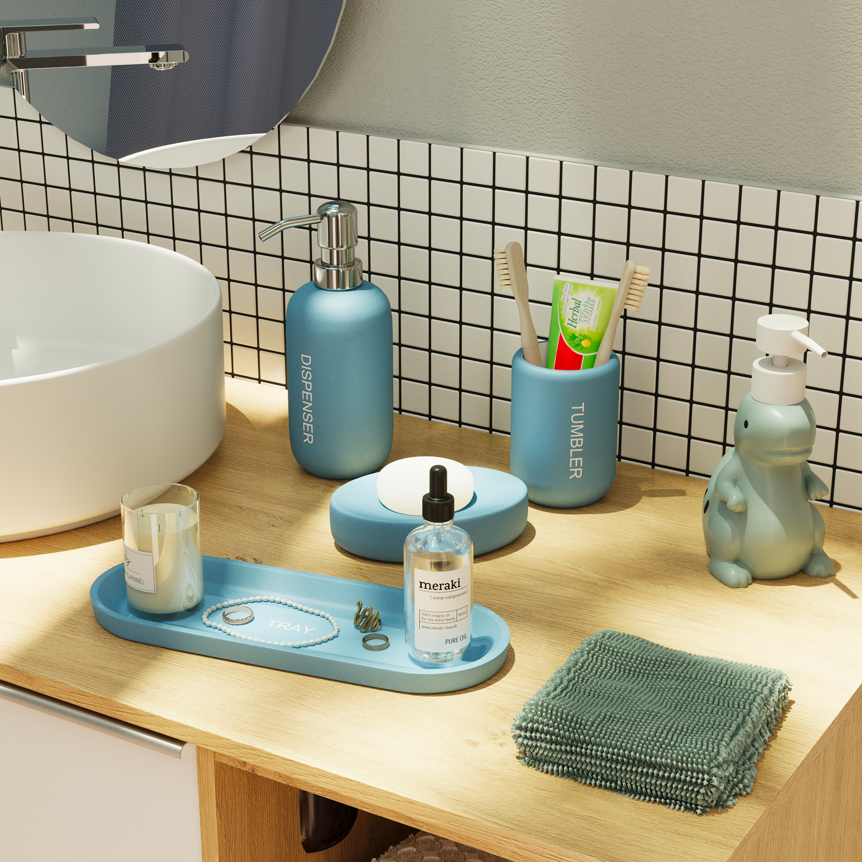 Kubek na szczoteczki do zębów Soft blue niebieski mat Sensea - 4