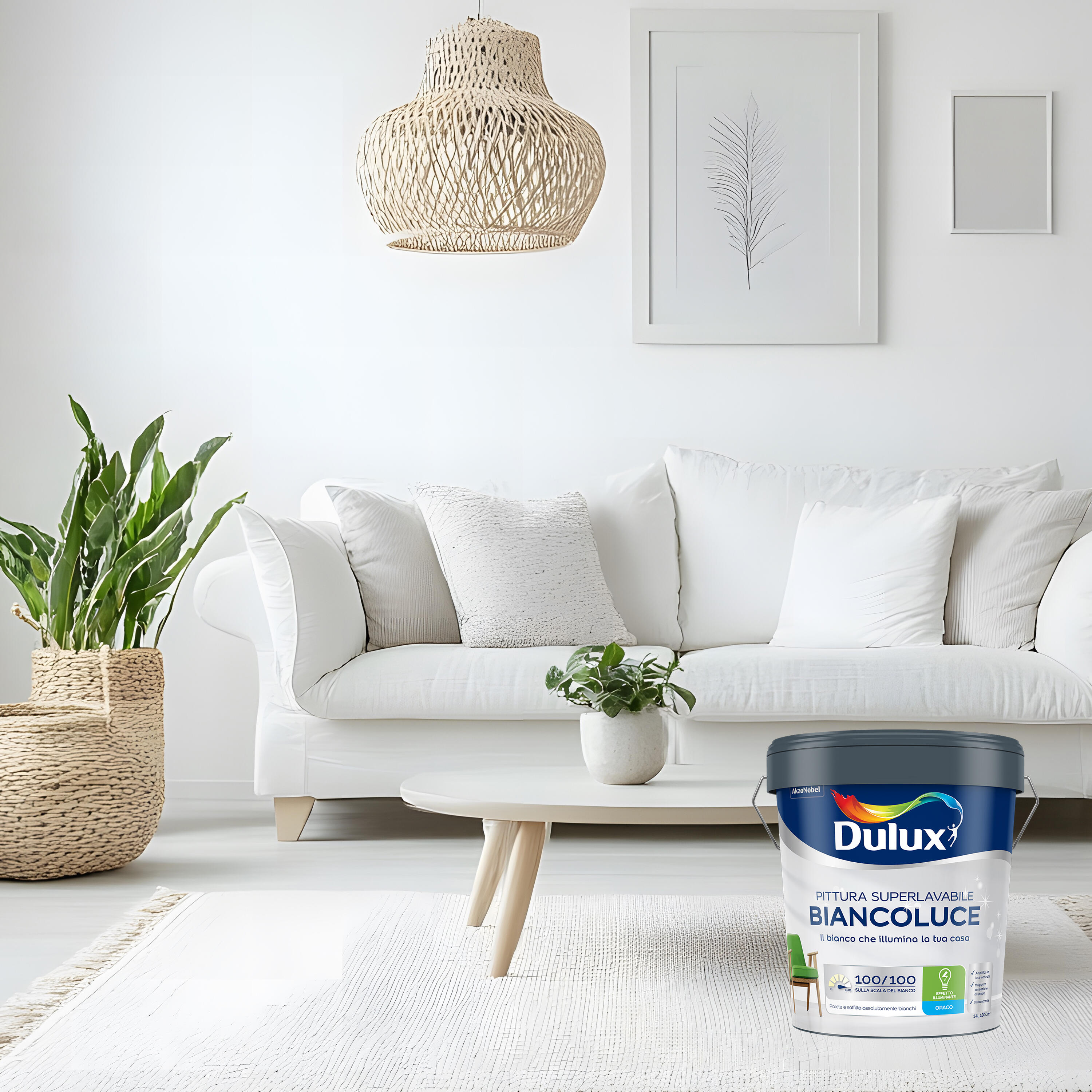 Pittura per interni per parete e soffitto super lavabile, DULUX Biancoluce bianco opaco, 14 L - 4