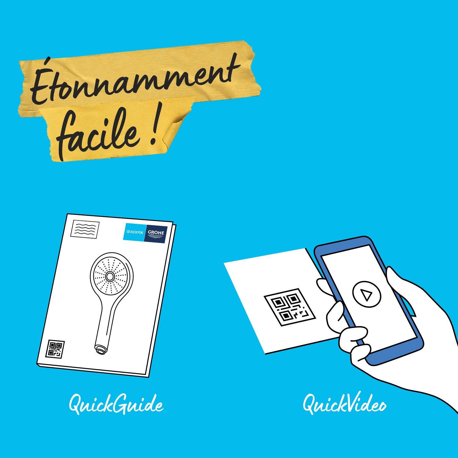 Pommeau de douche 2 jets, GROHE Vitalio chrome - 7