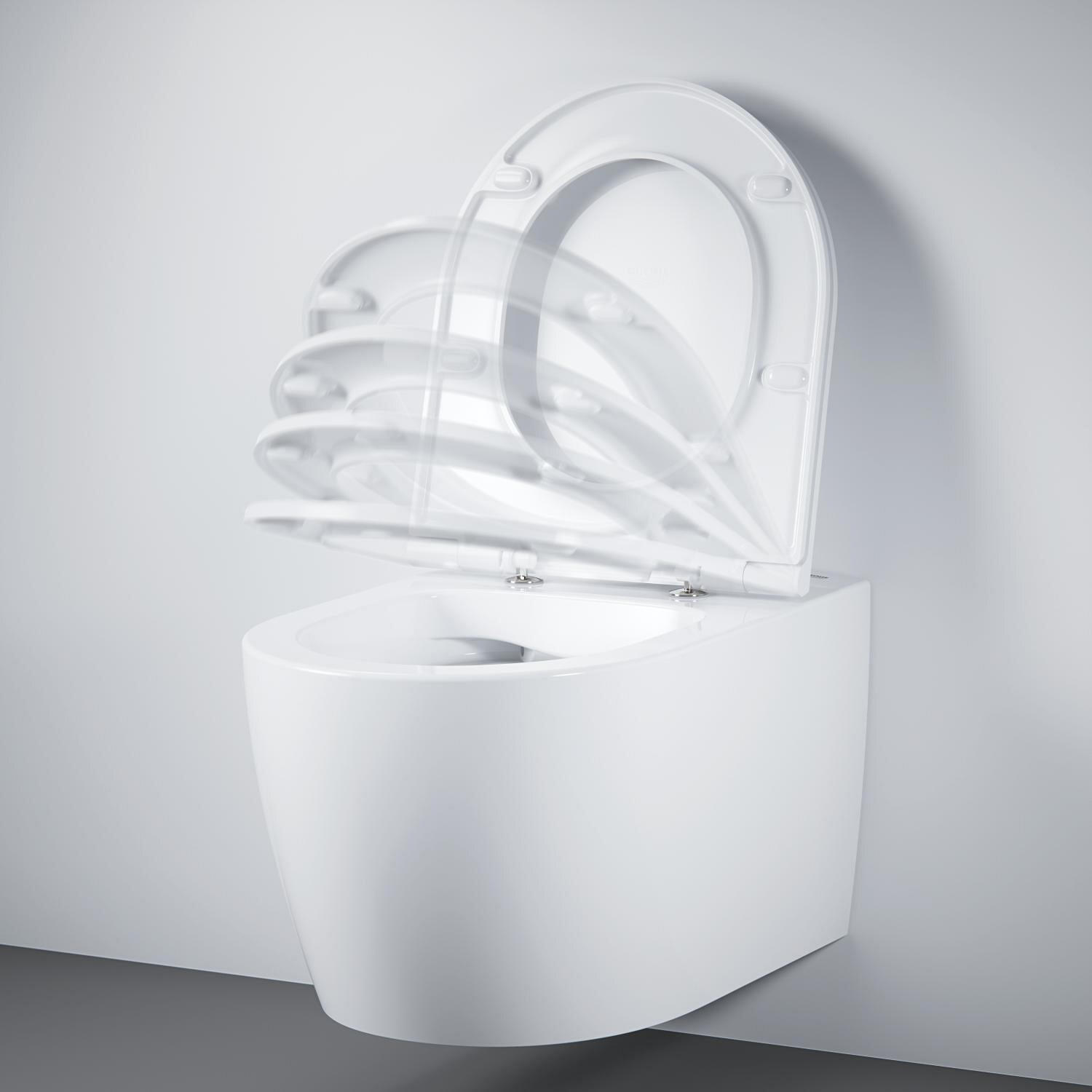 Pack sanita suspensa rimless branco com placa cromado Grohe Clova Round - 3