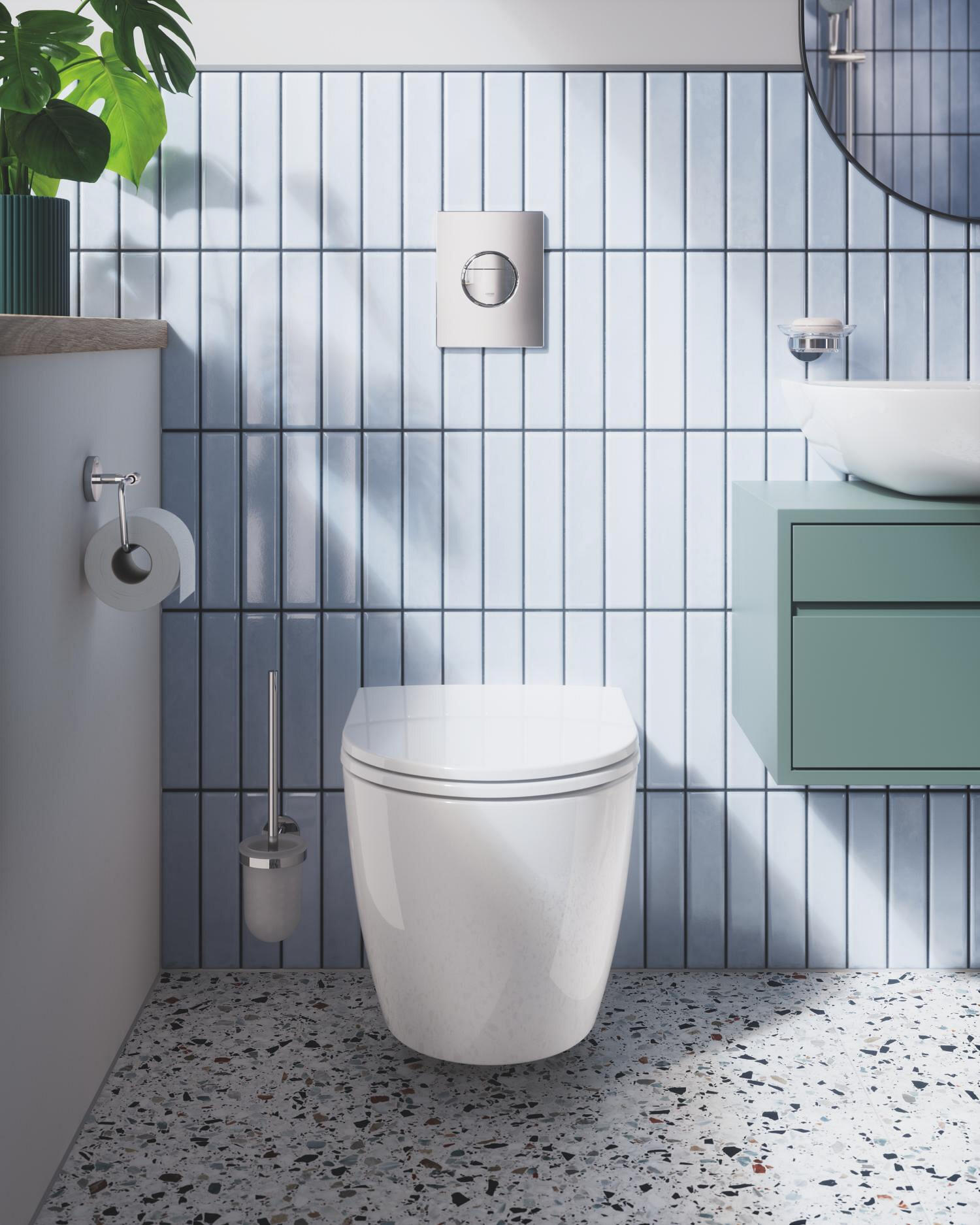 Pack sanita suspensa rimless branco com placa cromado Grohe Clova Round - 8