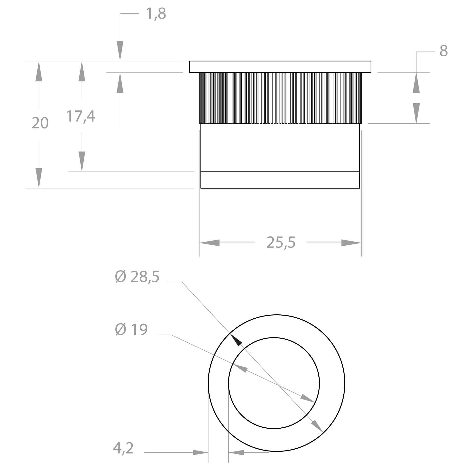 Tire-doigt blanc pour porte coulissante Ø28 mm  - 3