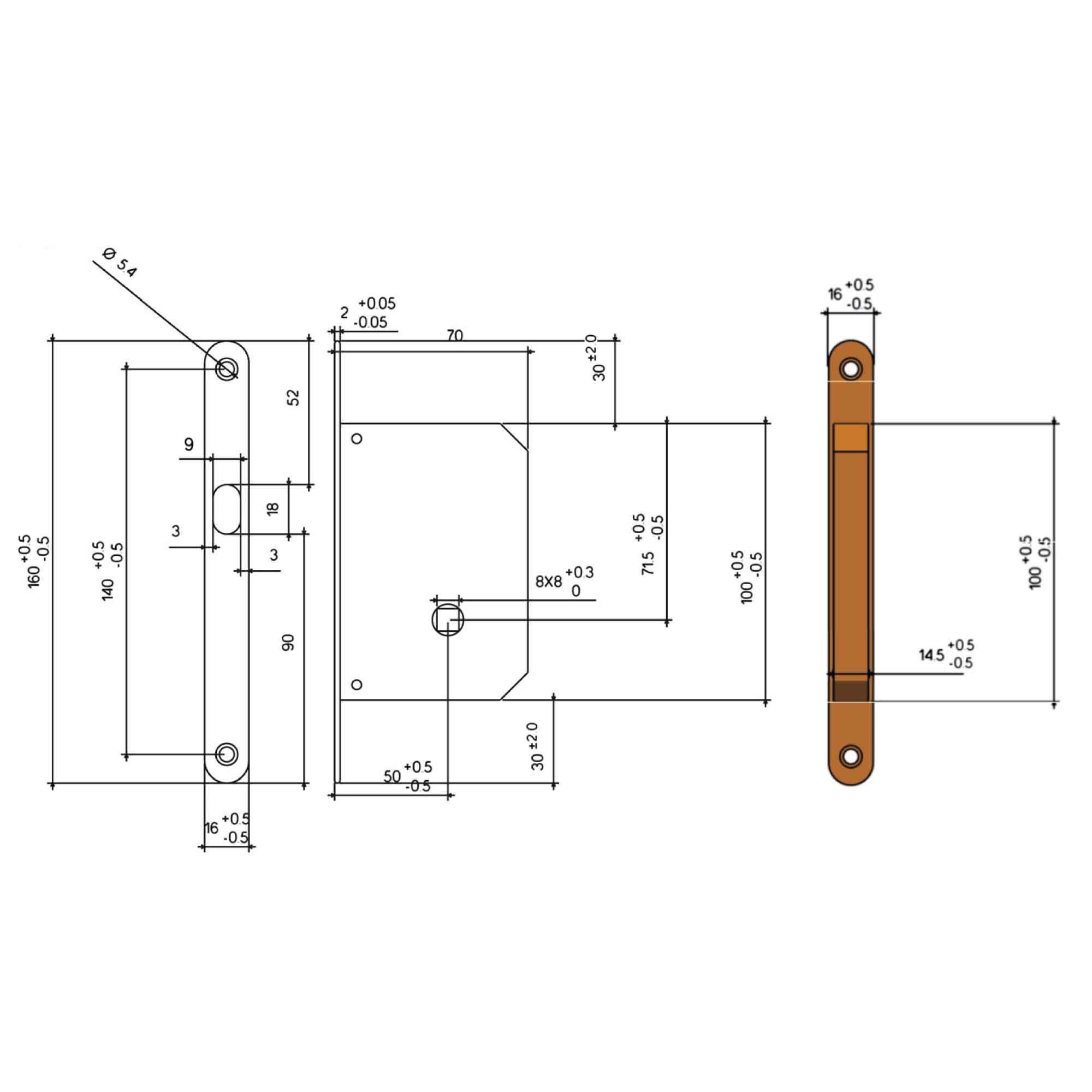 Kit serrure à condamnation + poignée cuvette carré noir Ø54mm  - 2