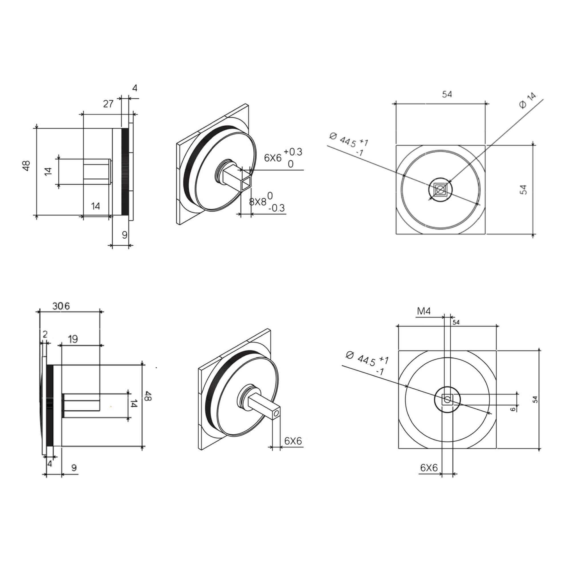 Kit serrure à condamnation + poignée cuvette carré noir Ø54mm  - 3