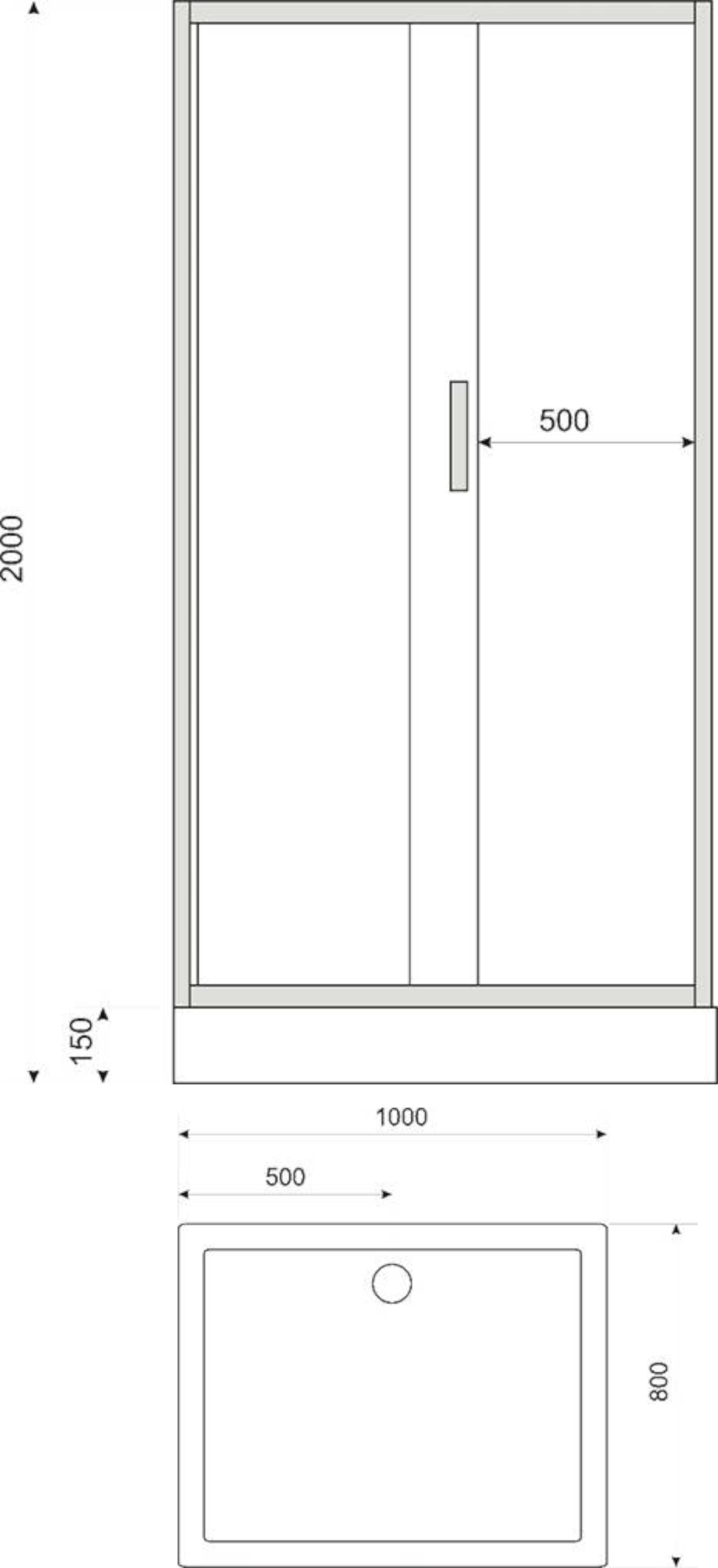 Kabina prysznicowa z brodzikiem prostokątna Doris 100 x 80 x 200 cm chrom Liveno - 2