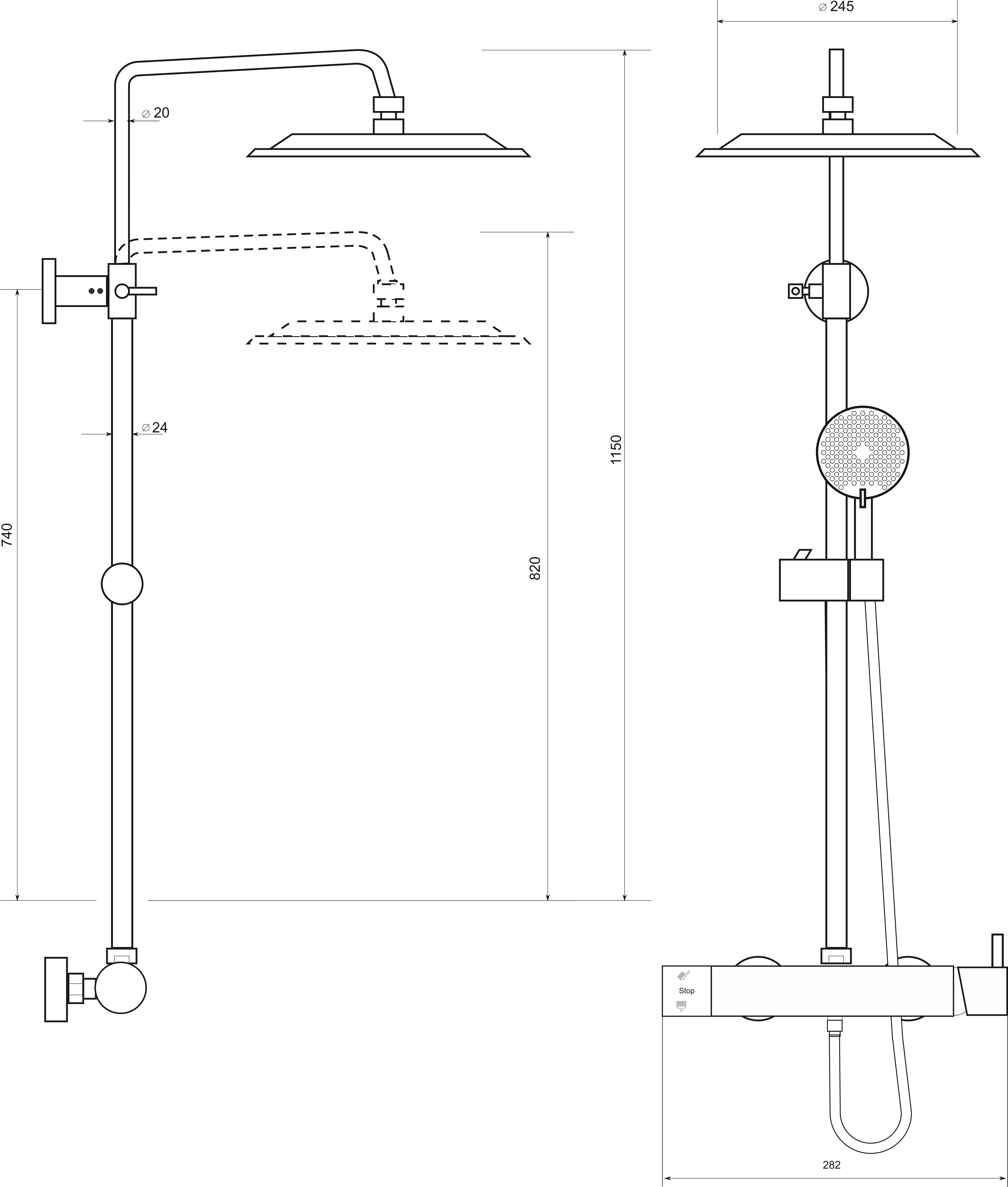 Kolumna prysznicowa z baterią Aruba Grey Liveno - 2