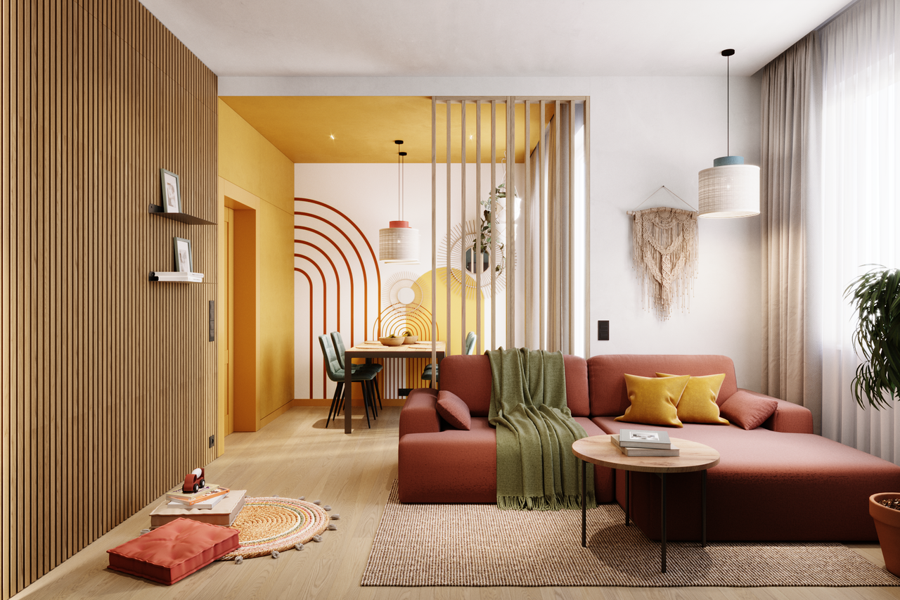 Diapositive Salon połączony z jadalnią 