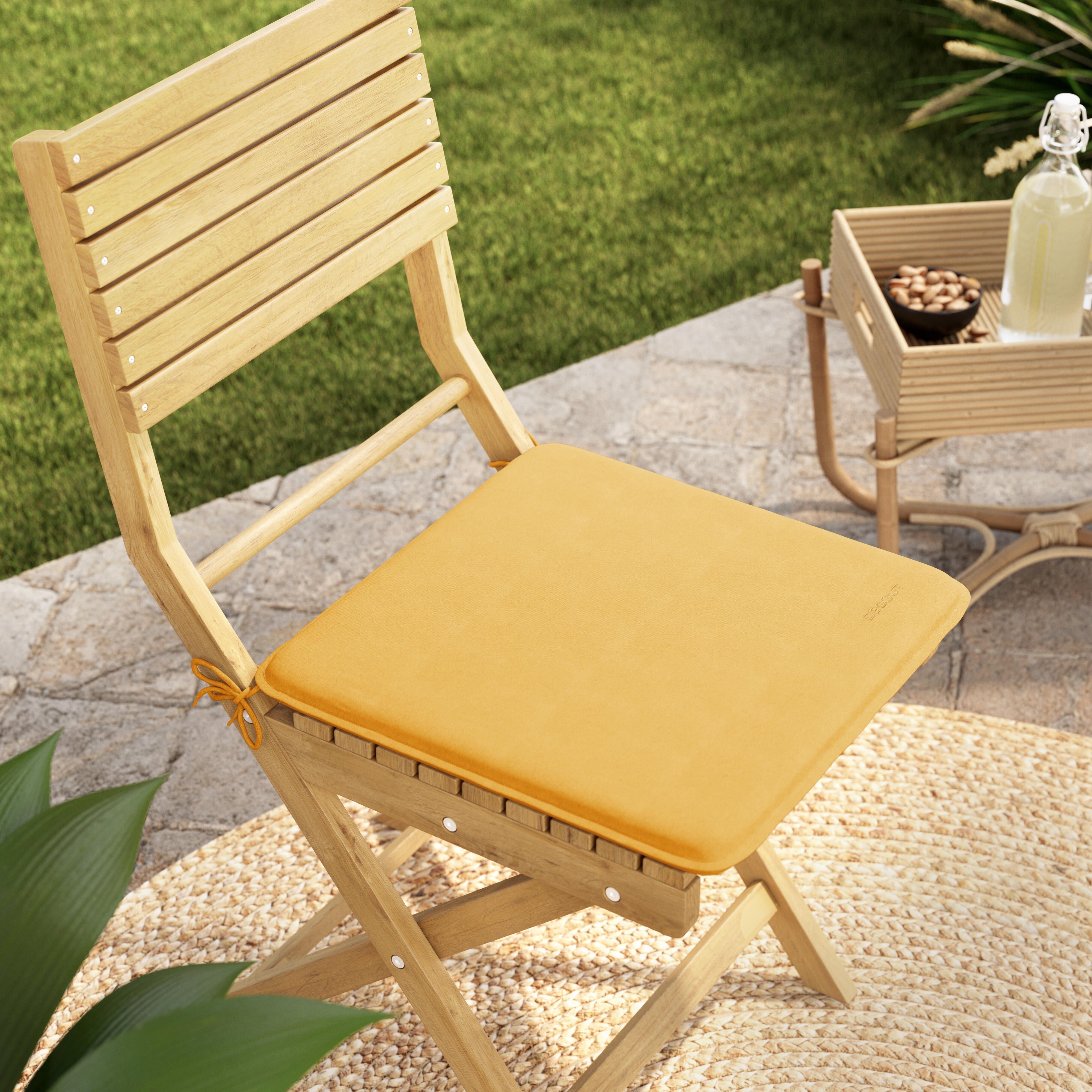 Cojín de silla liso amarillo / dorado 40x40 cm