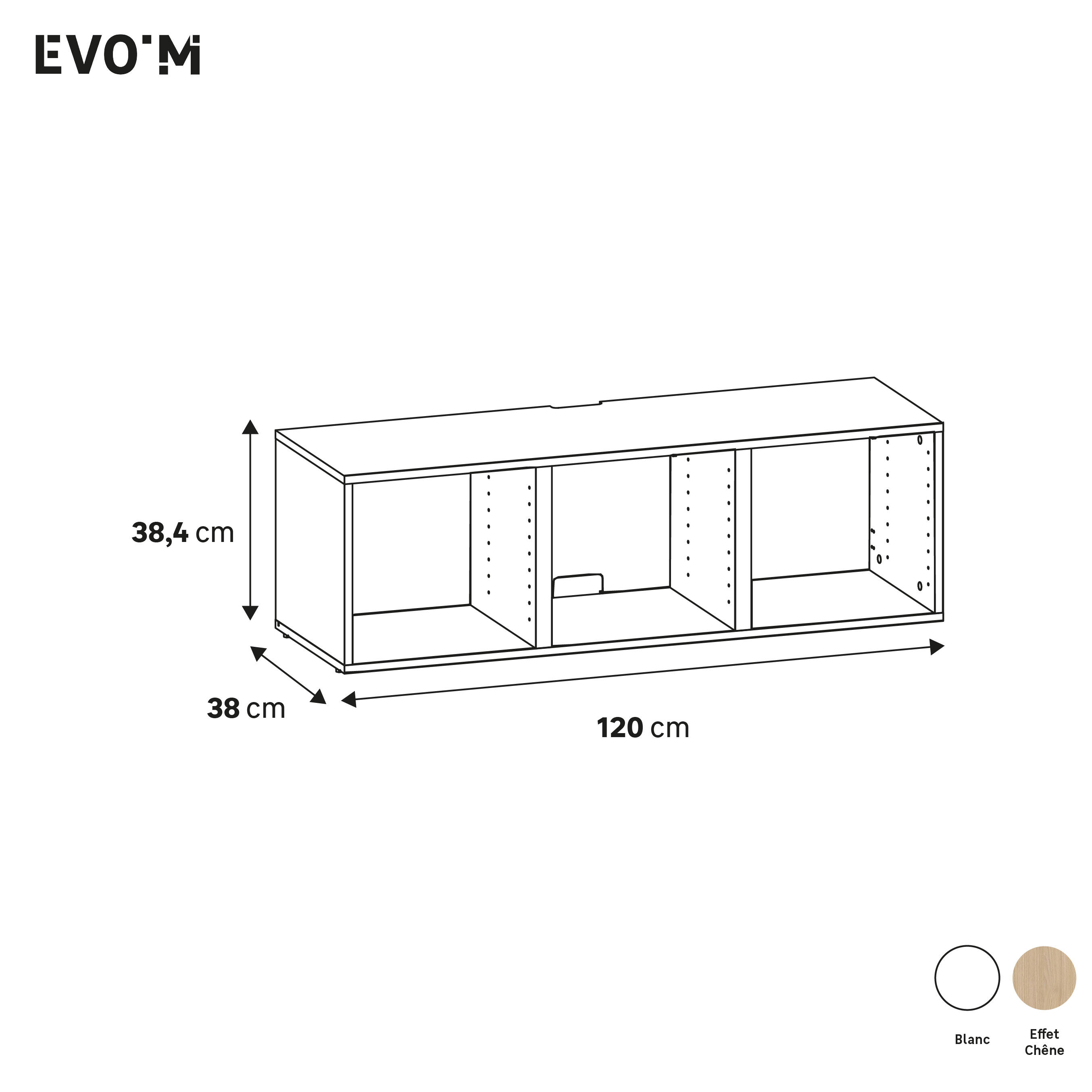 Meuble TV SPACEO Evo'M blanc H.38,4 x L.120,2 x P.38 cm - 5