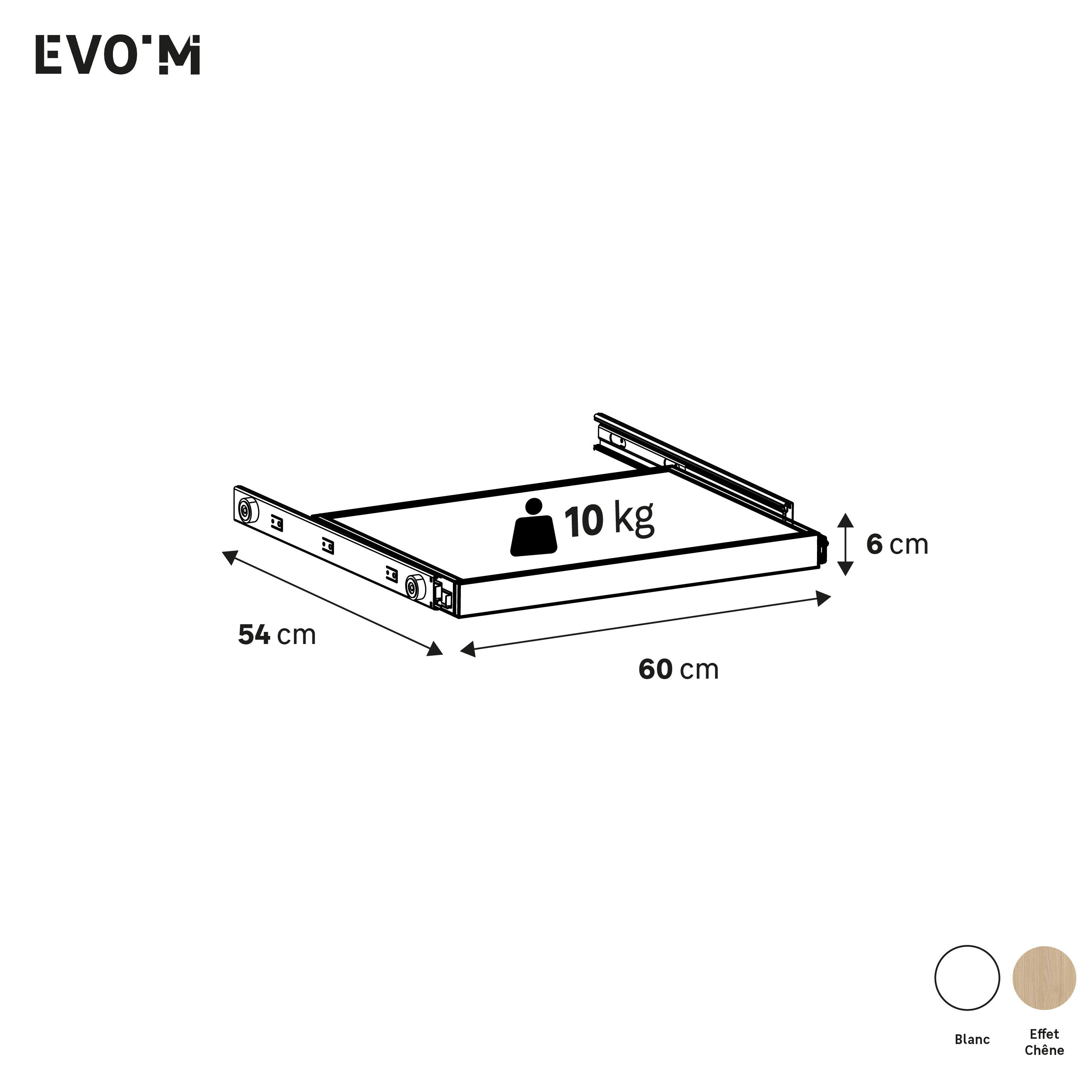 Etagère coulissante pour caisson SPACEO Evo'M blanc pour caisson L.60 x P.54 cm - 5