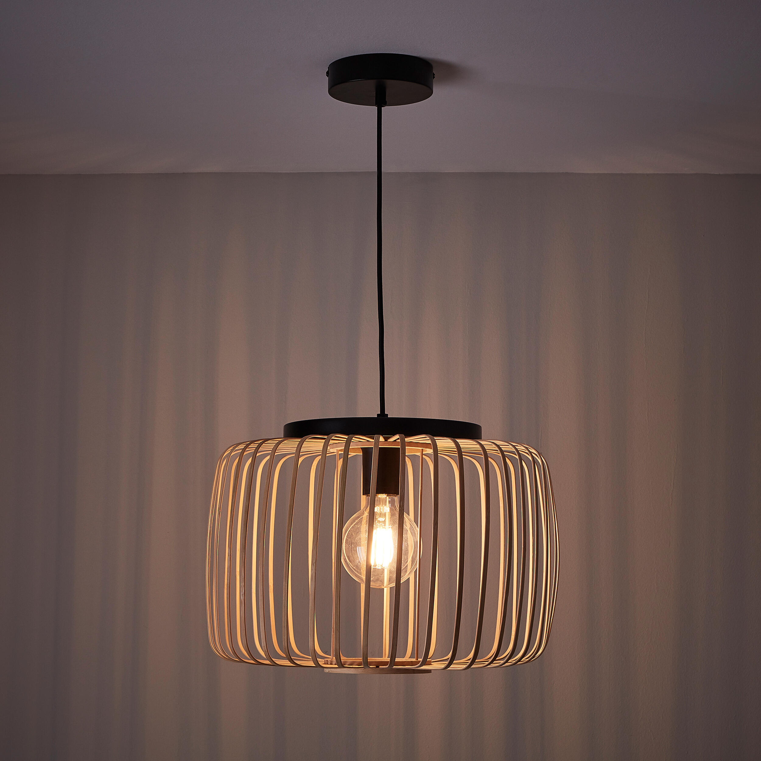 Lámpara de techo colgante de bambú beige 1 luz E27 Pecan INSPIRE 38 cm y altura regulable - 13