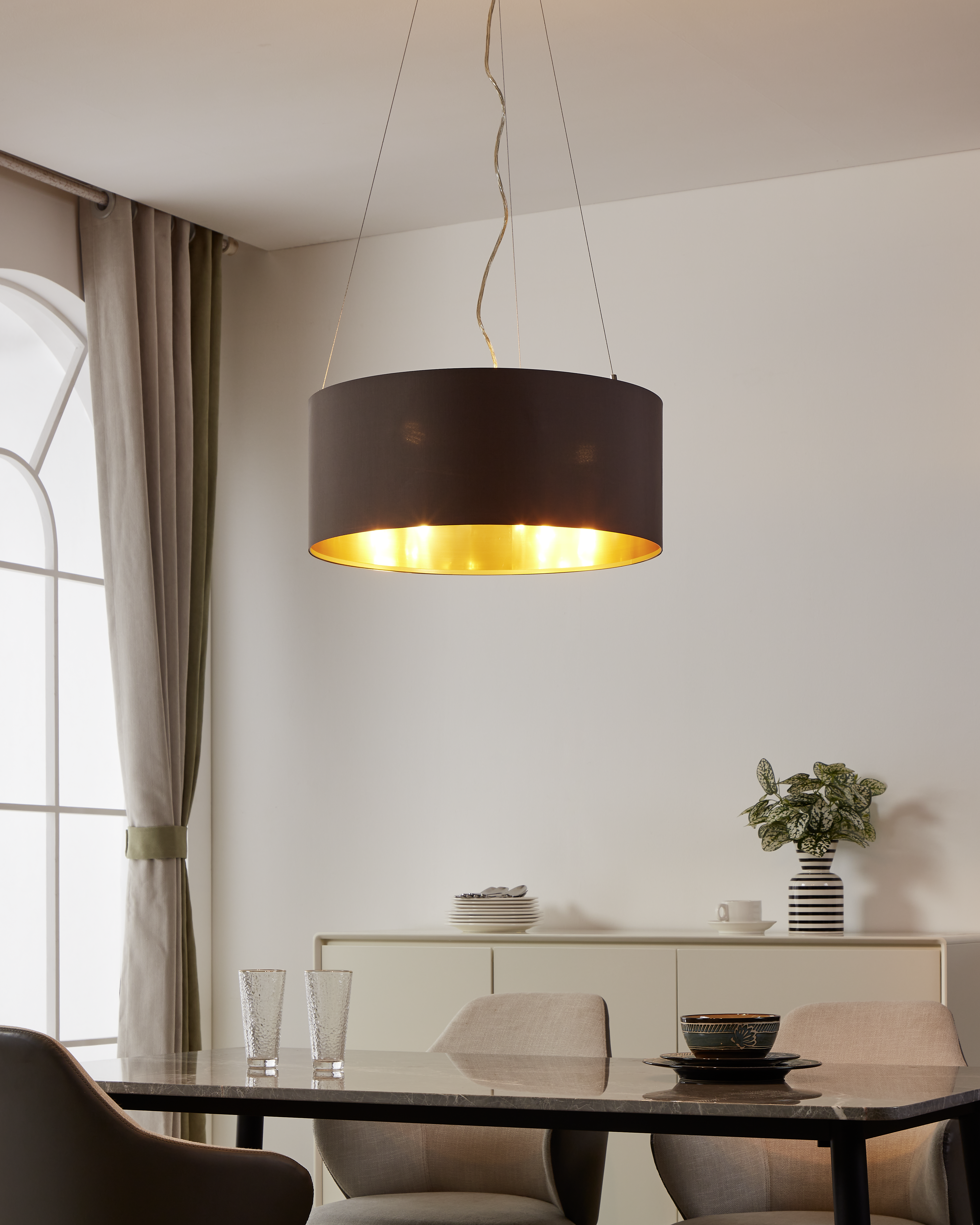 Lámpara de techo colgante marrón 53 cm maserlo eglo 3 luces e27. altura máxima 110 cm