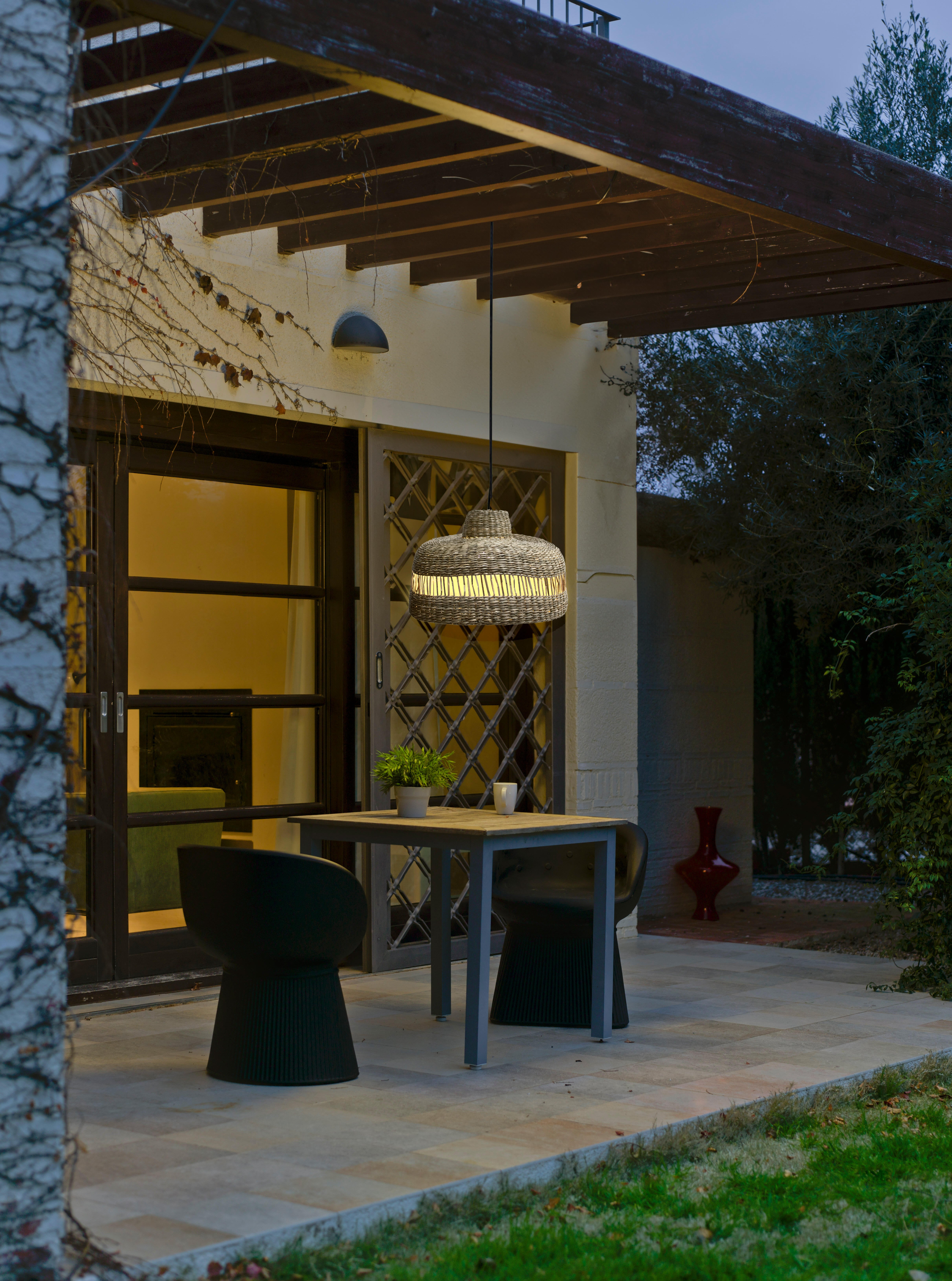 Lámpara de techo colgante de exterior de mimbre marrón 1 luz E27 INSPIRE Cambril 45 cm - 2