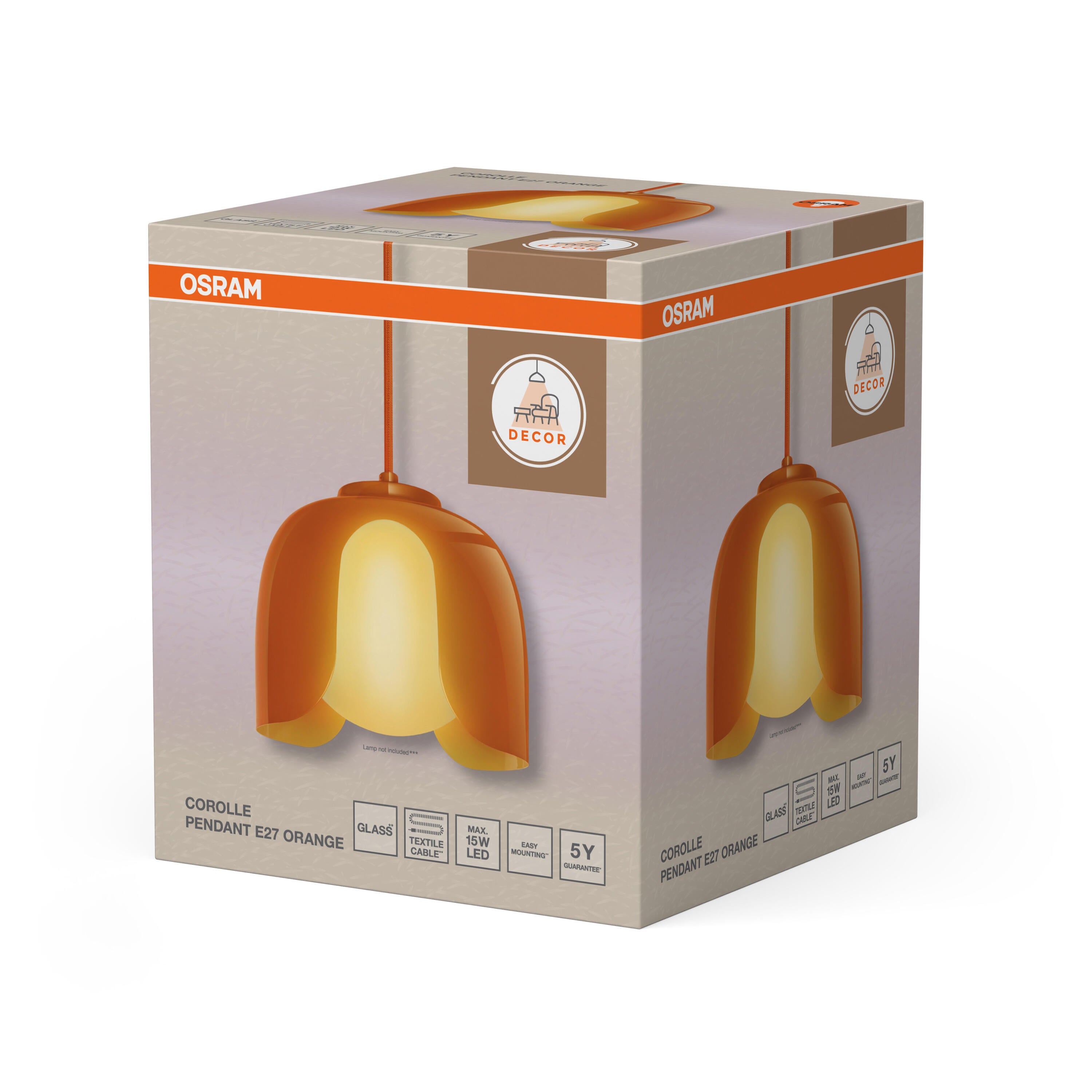 Suspension Corolle verre, orange, Diam.20 cm, E27 - 7