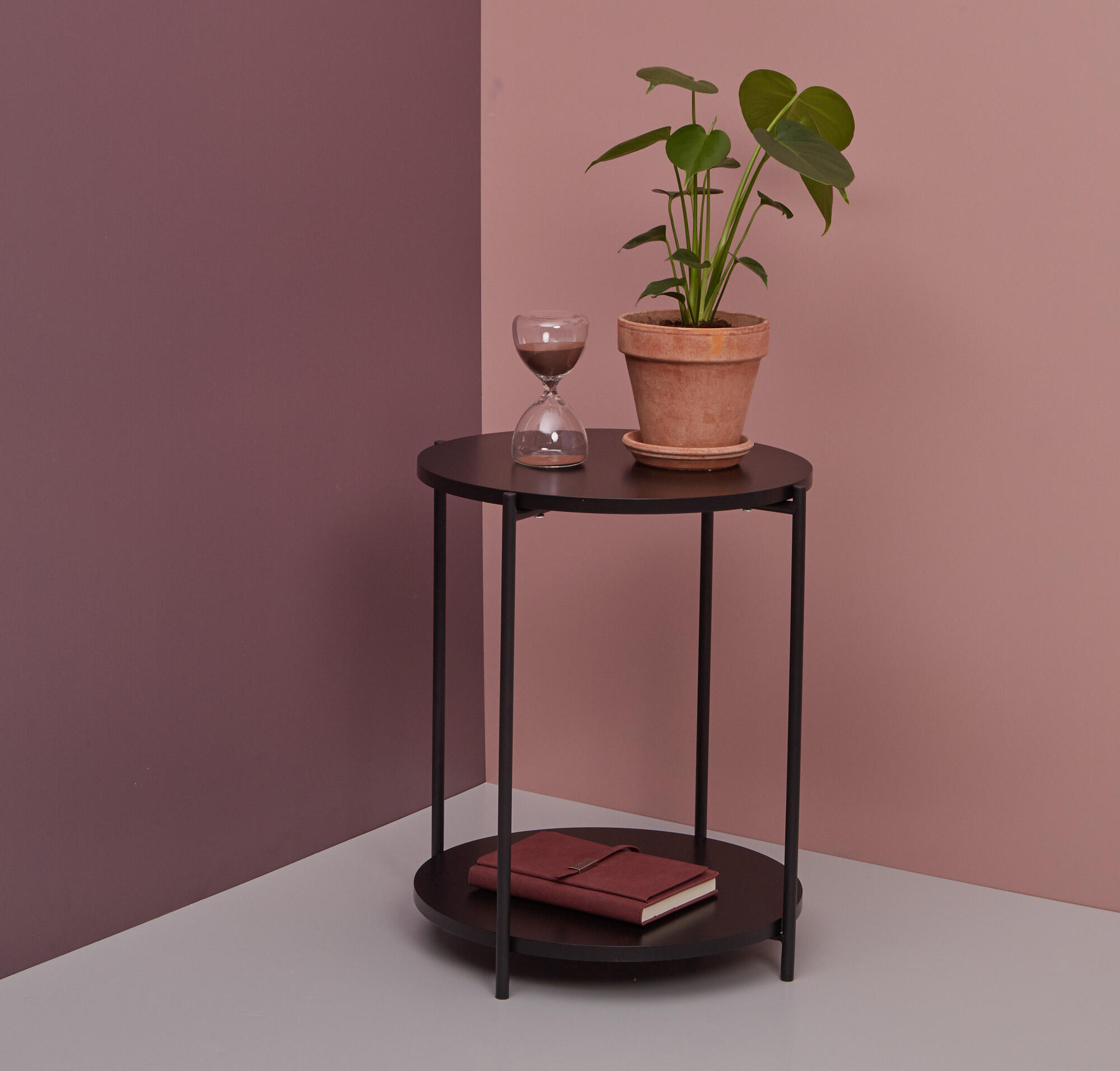 Mesa auxiliar redonda 50x40x40cm metal negro