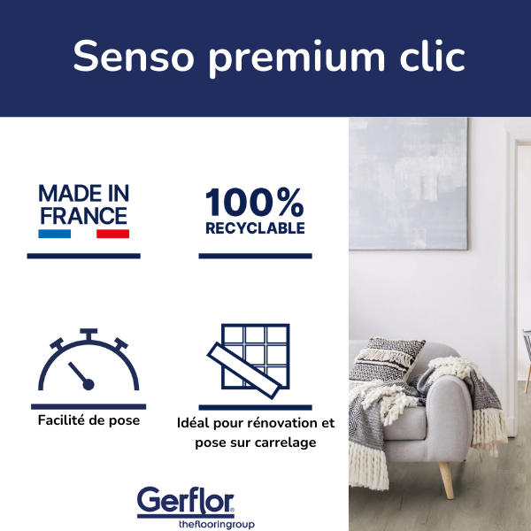 Dalle PVC clipsable intenso GERFLOR Senso premium clic 3 pepper light imitation  - 4