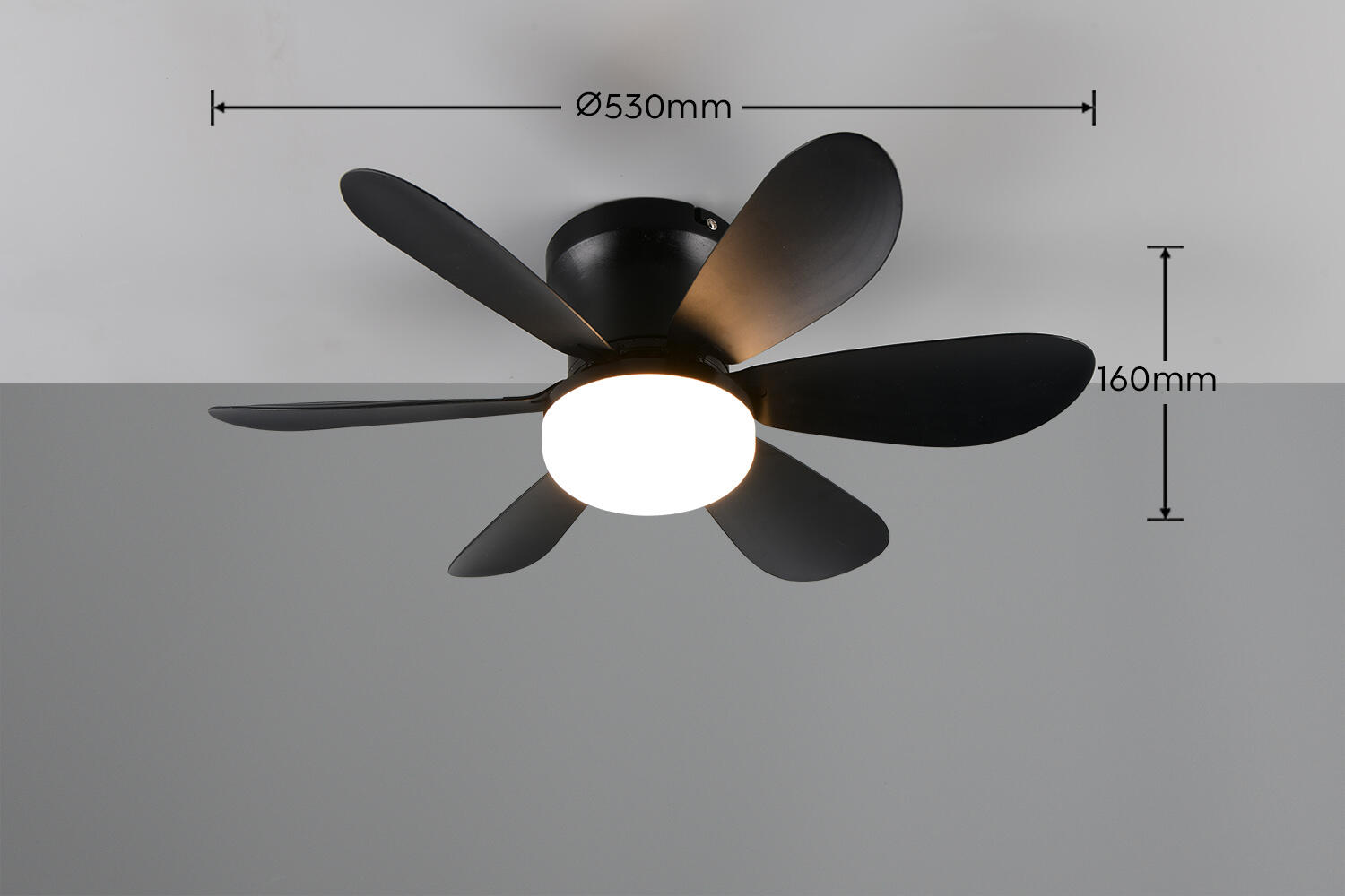 Ventoinha de teto com lâminas com fonte de luz Lund d52 cm 65000K IP20 preto - 3