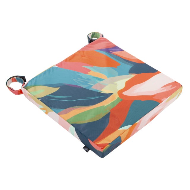 Galette de chaise déperlante Artist, imprimé multicouleur l.38 x H.5 cm