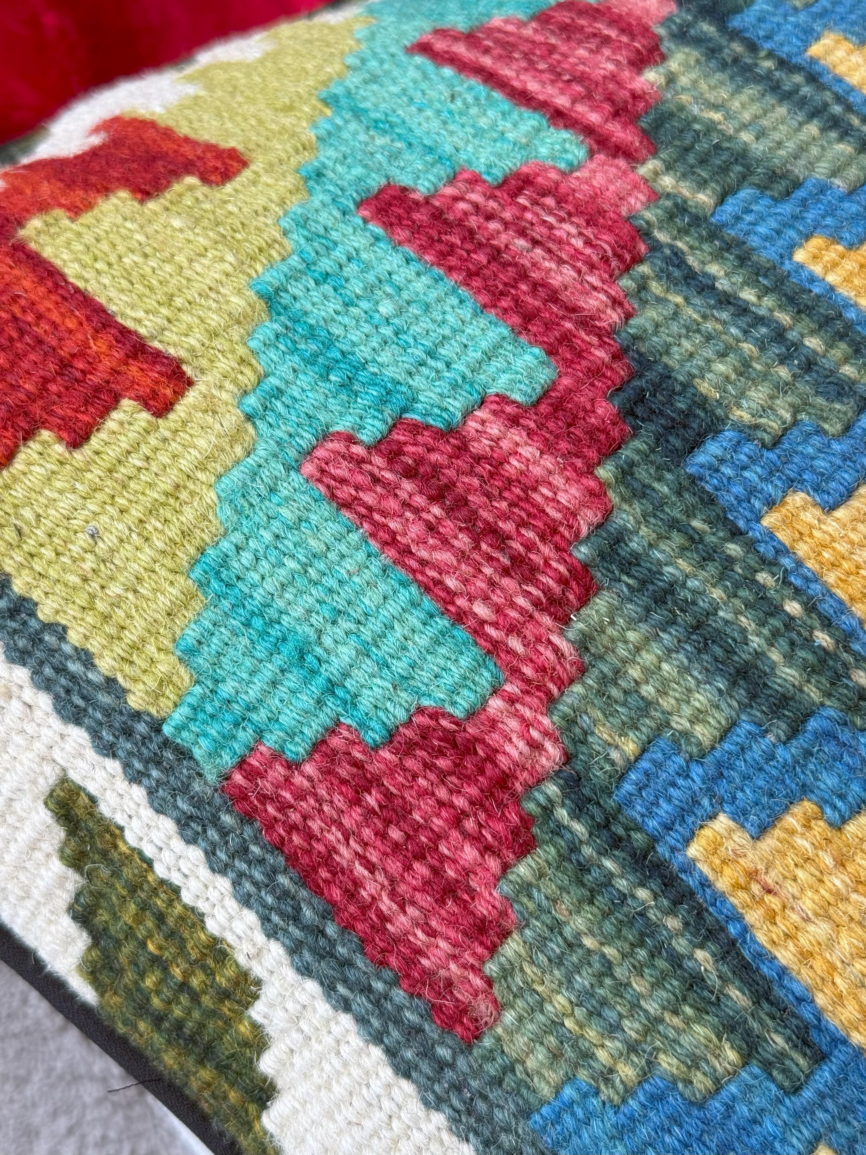Cojín decorativo cuadrada Kilim Herat lana multicolor passepoil 45x45cm - 4