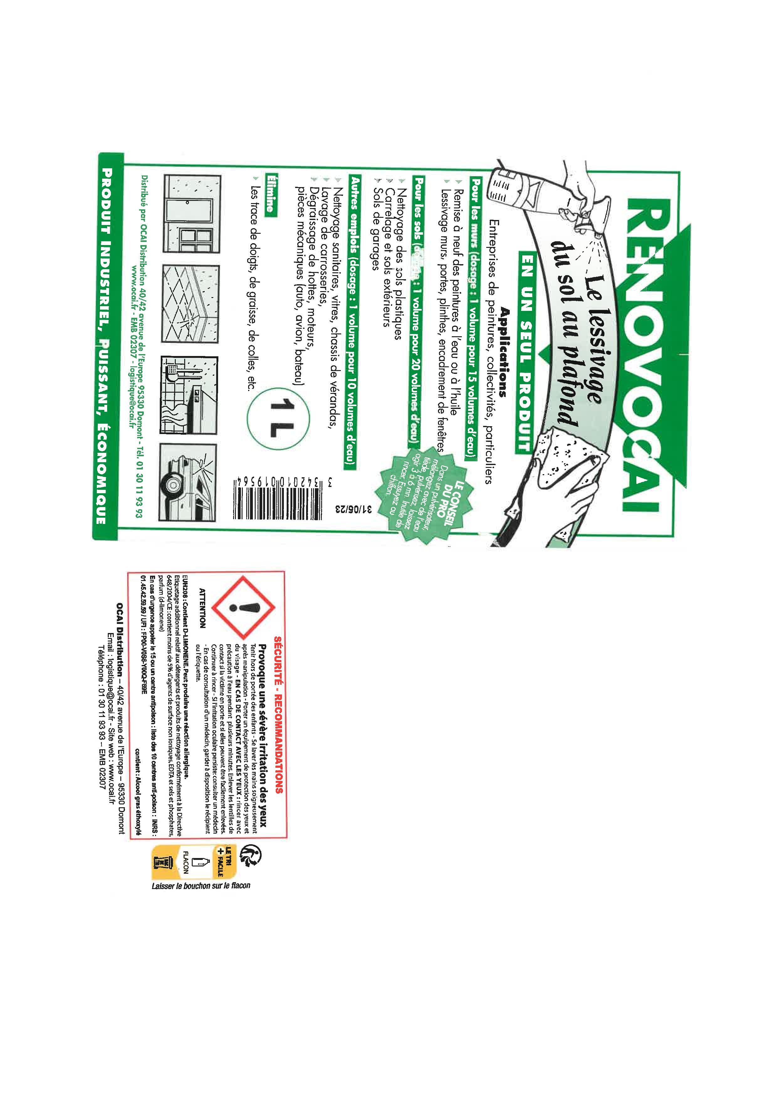 Décrassant OCAI 1956, 1L, 1Kg - 2