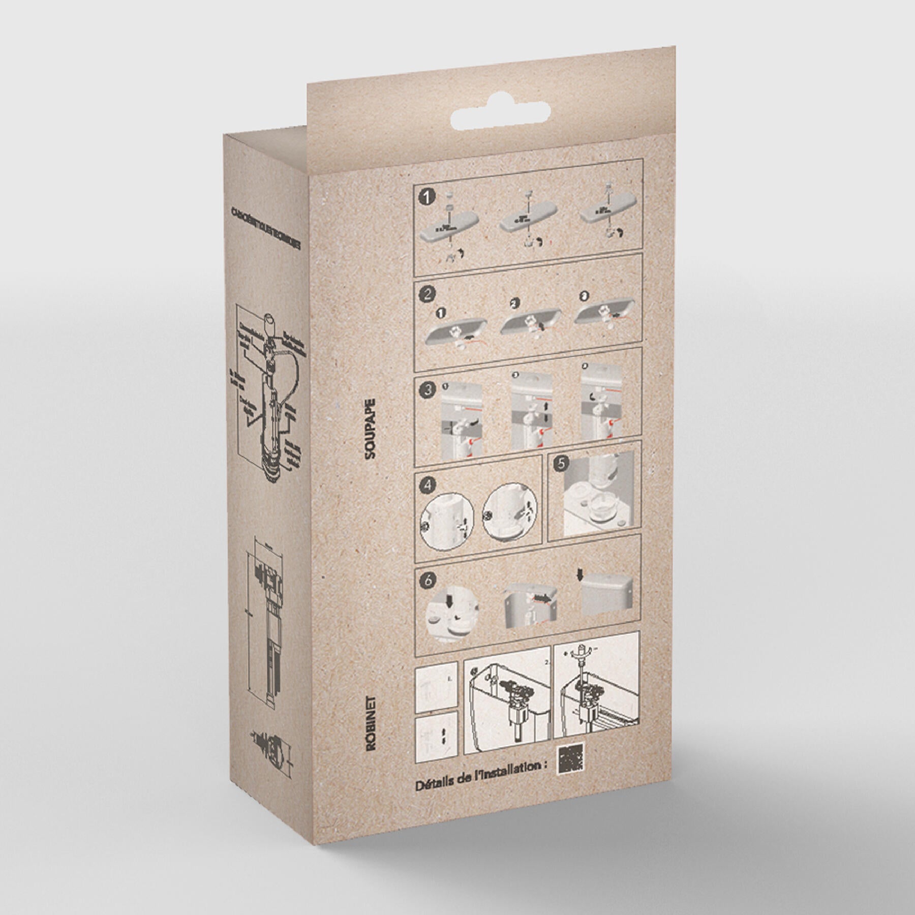 Mécanisme de chasse d'eau pour wc (set de valve) à câble + flotteur - 5