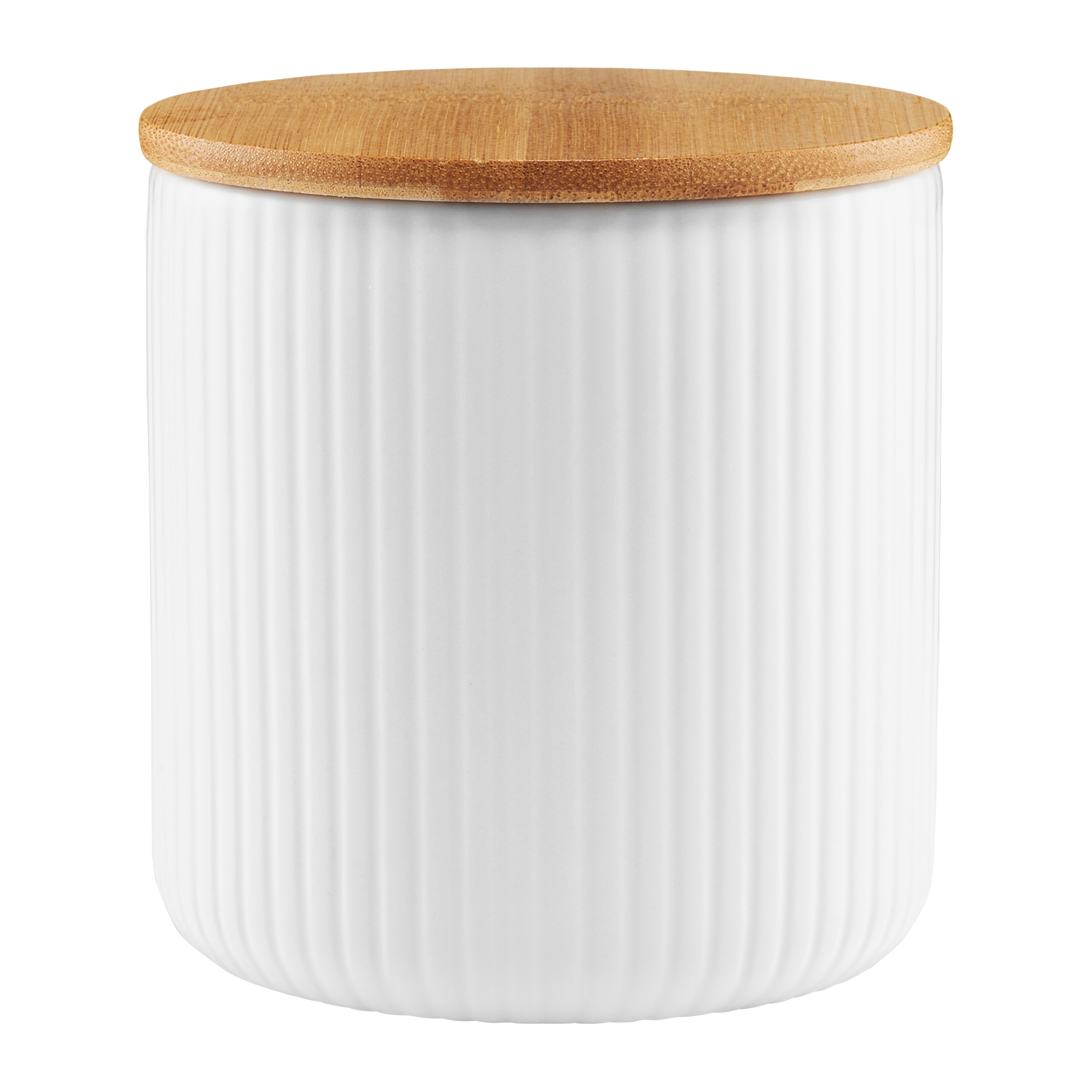 Pojemnik z bambusową pokrywką Curly biały 10 cm