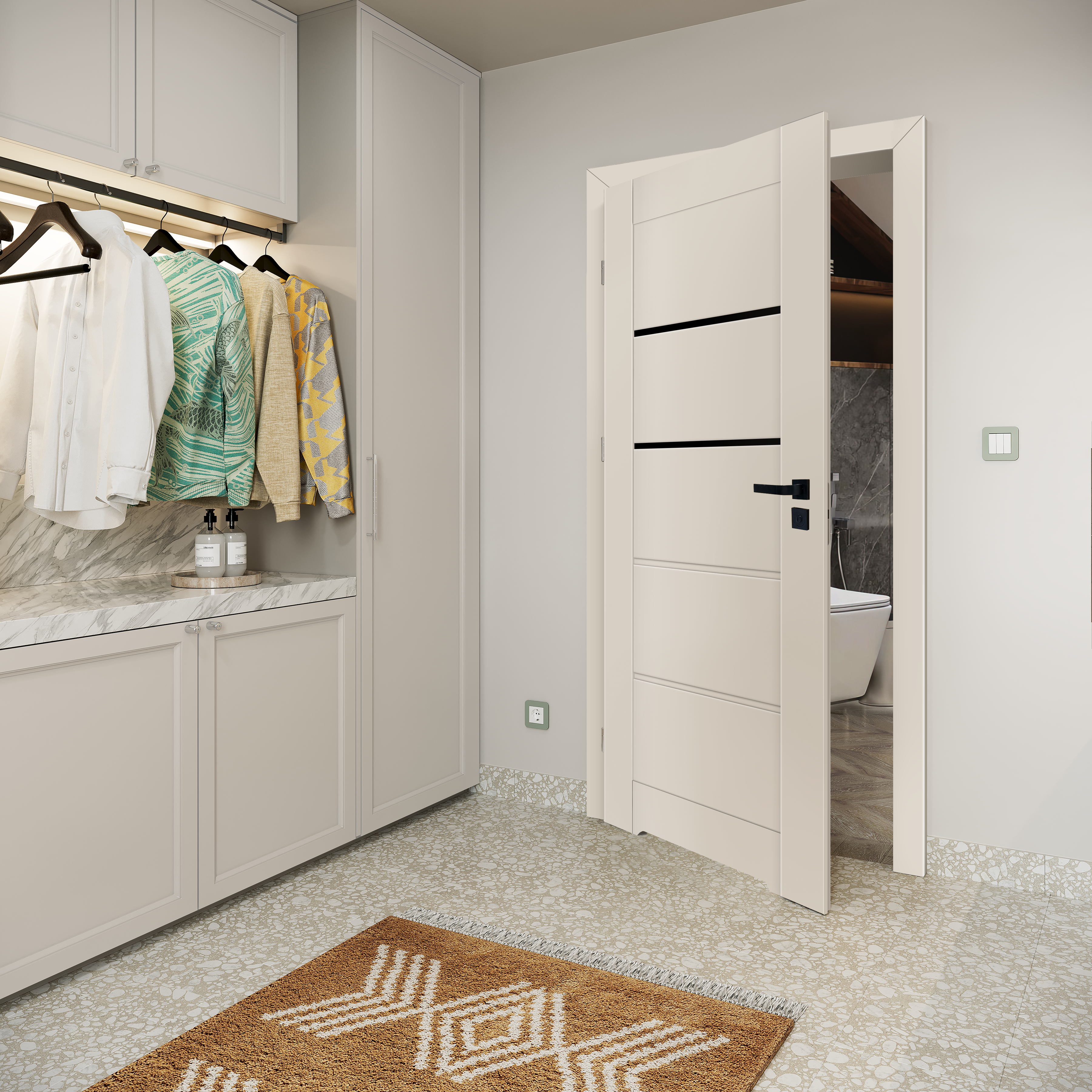 Drzwi wewnętrzne łazienkowe Vinci Nero Cashmere 70 lewe z podcięciem wentylacyjnym Voster - 2