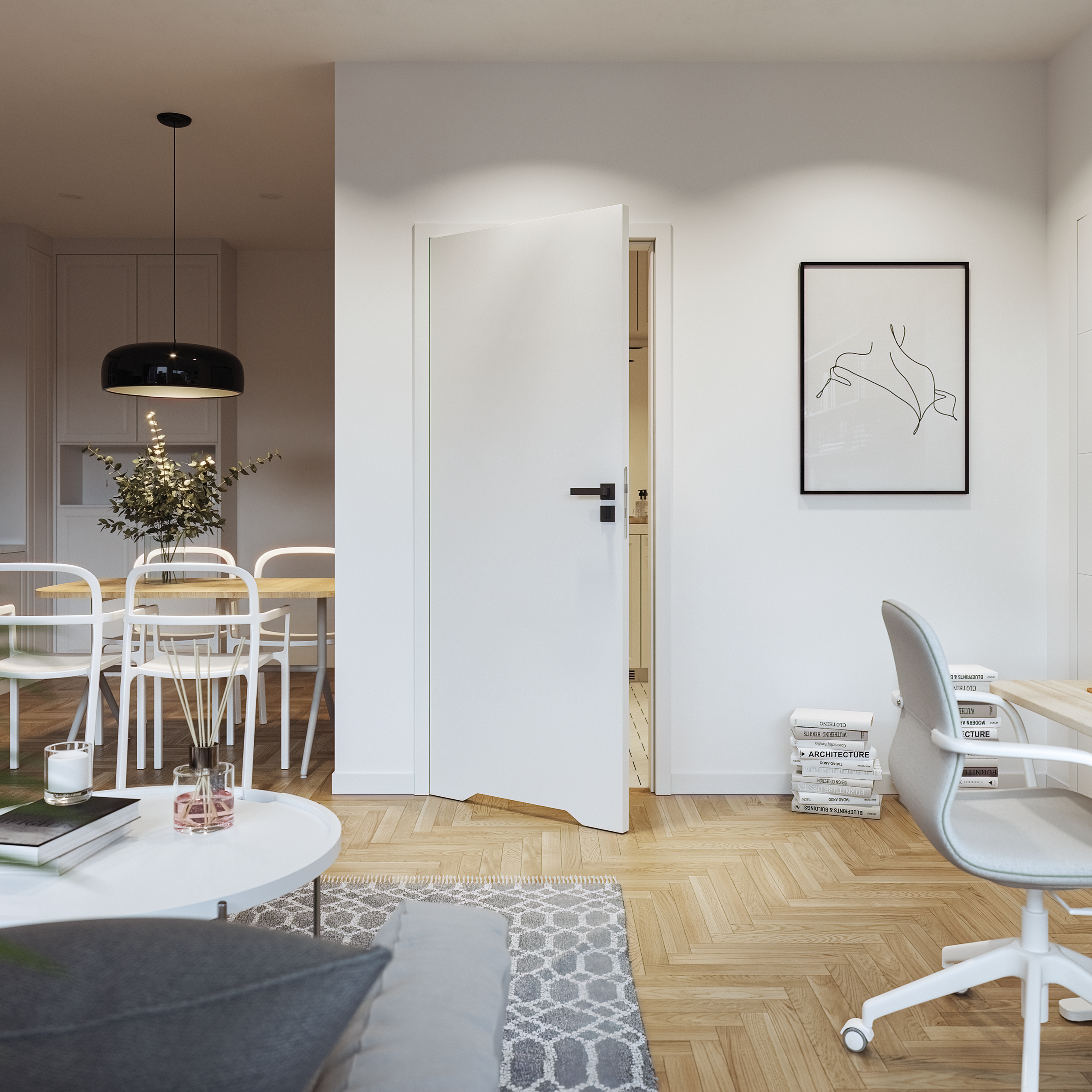 Drzwi wewnętrzne bezprzylgowe łazienkowe z podcięciem wentylacyjnym Vector T Białe 80 Prawe Porta - 2