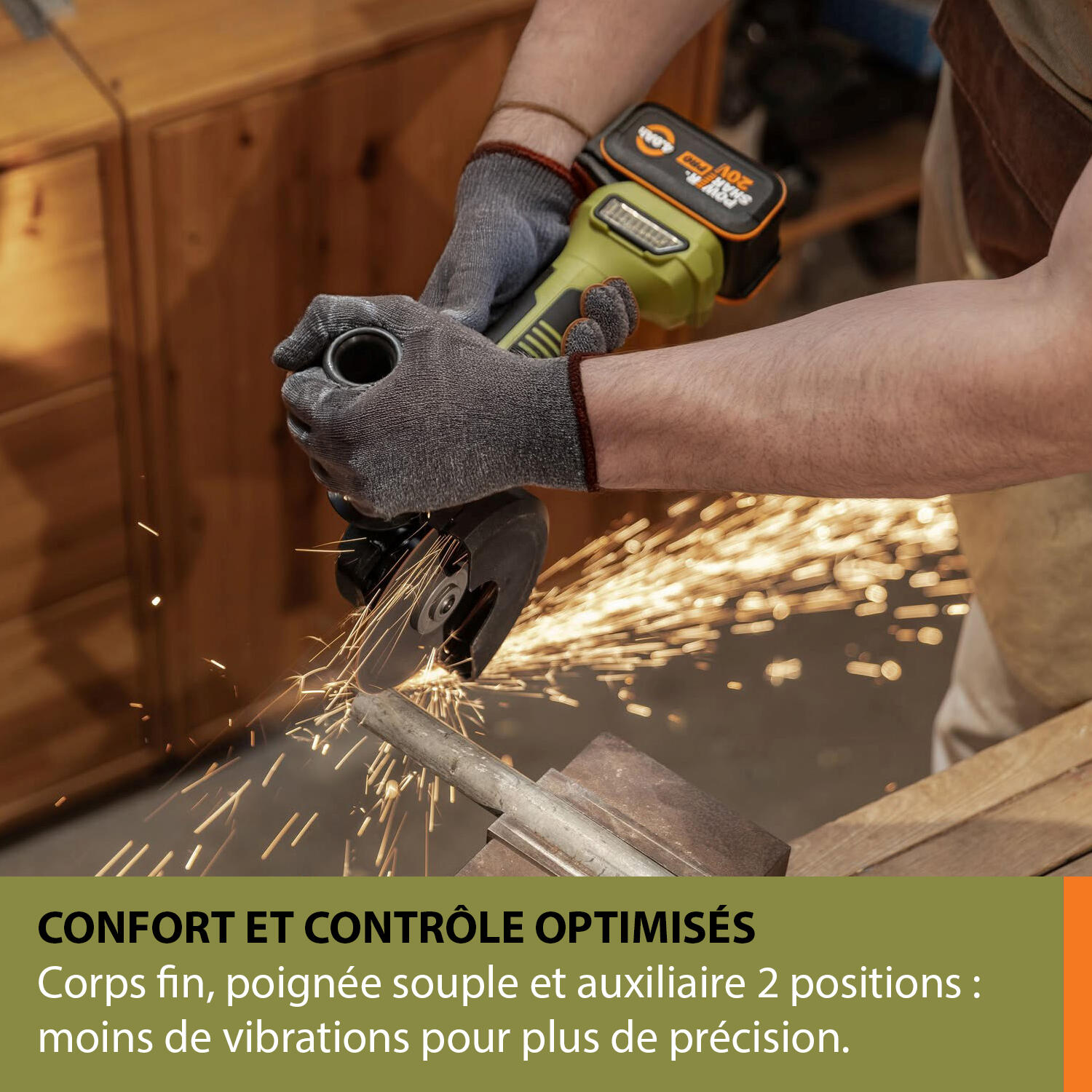 Meuleuse sans fil brushless 125 mm 20V ESSENTIAL BY WORX Es805 + 1 batterie 4Ah - 4