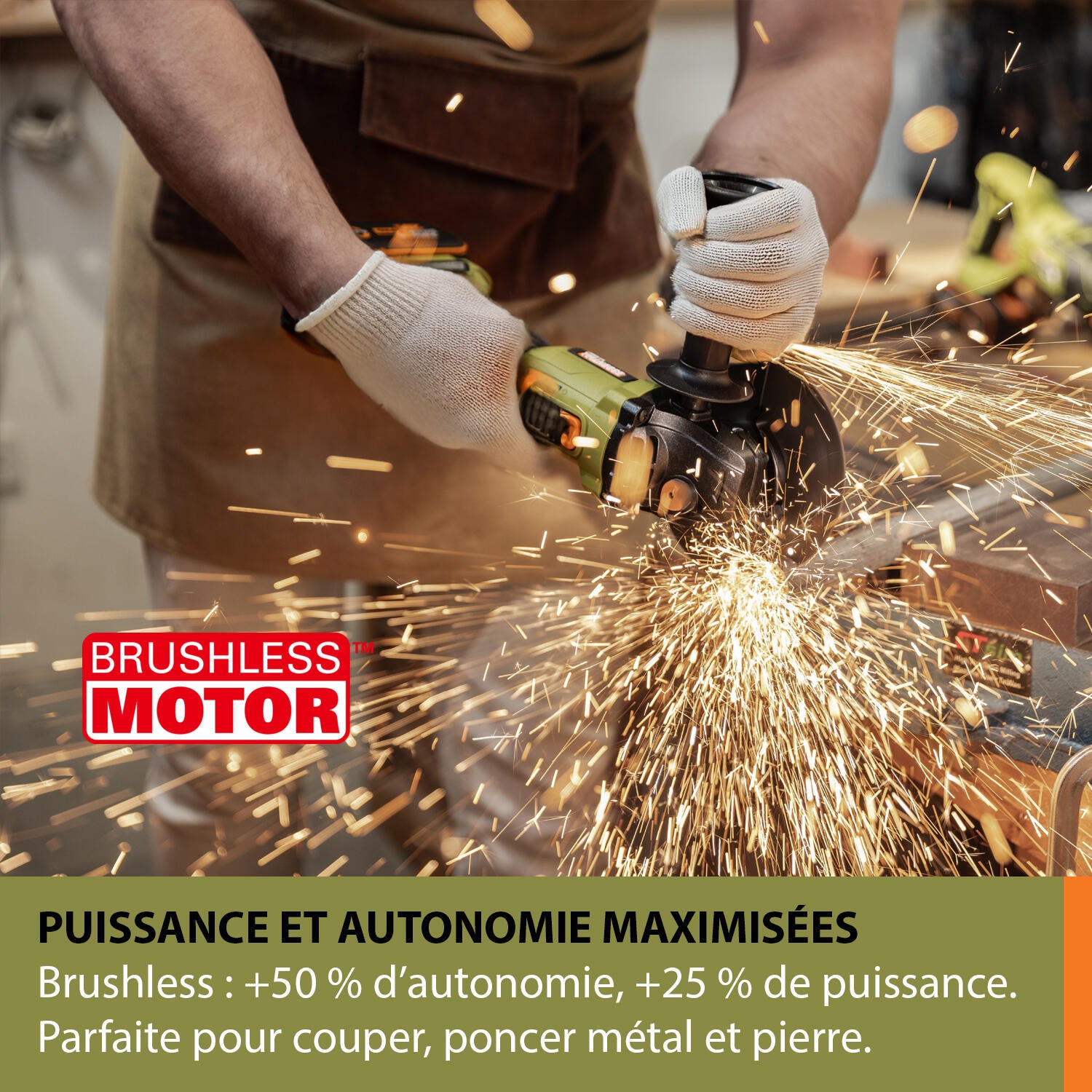 Meuleuse sans fil brushless 125 mm 20V ESSENTIAL BY WORX Es805 + 1 batterie 4Ah - 2