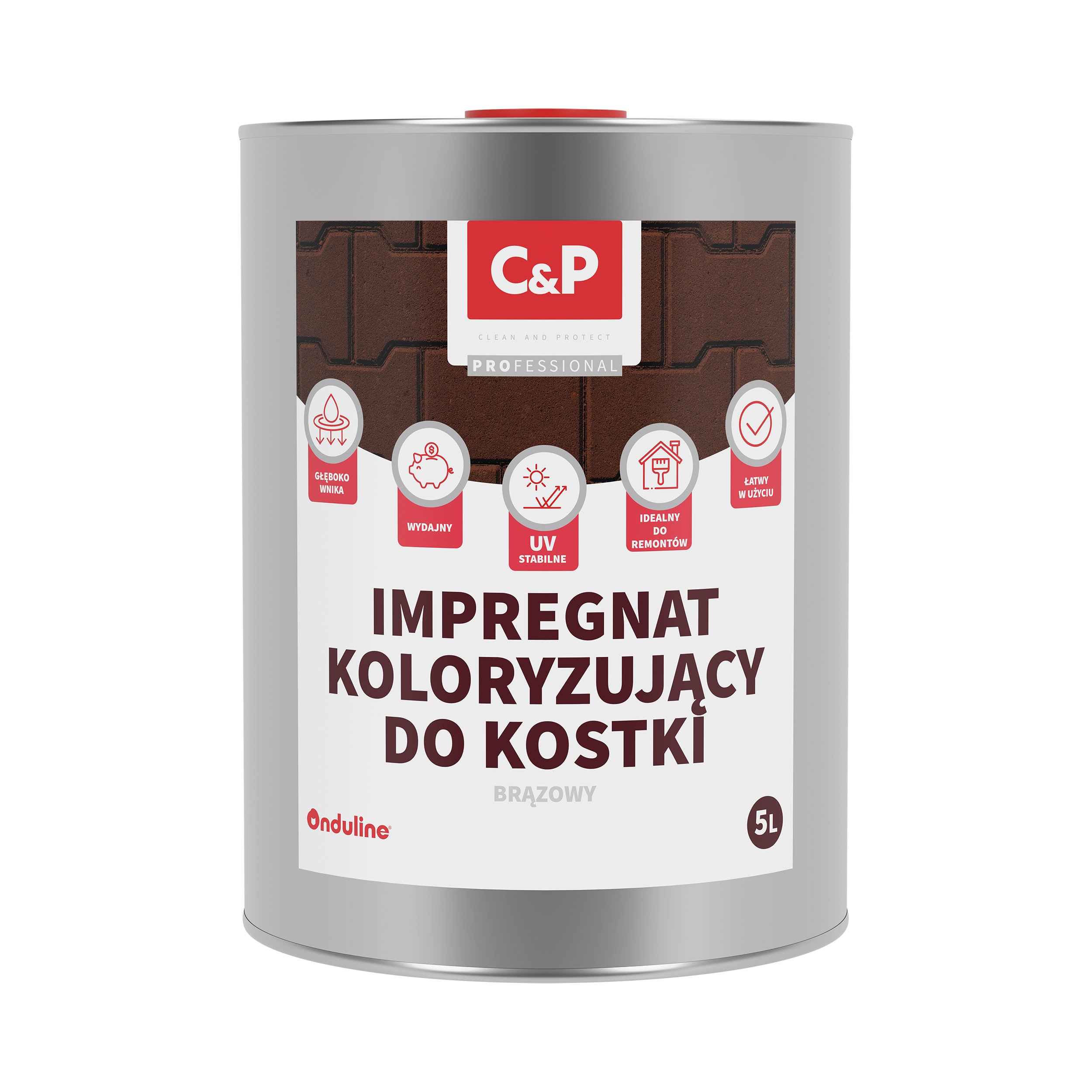 Impregnat do kostki brukowej koloryzujący brązowy C&amp;P 5 litrów