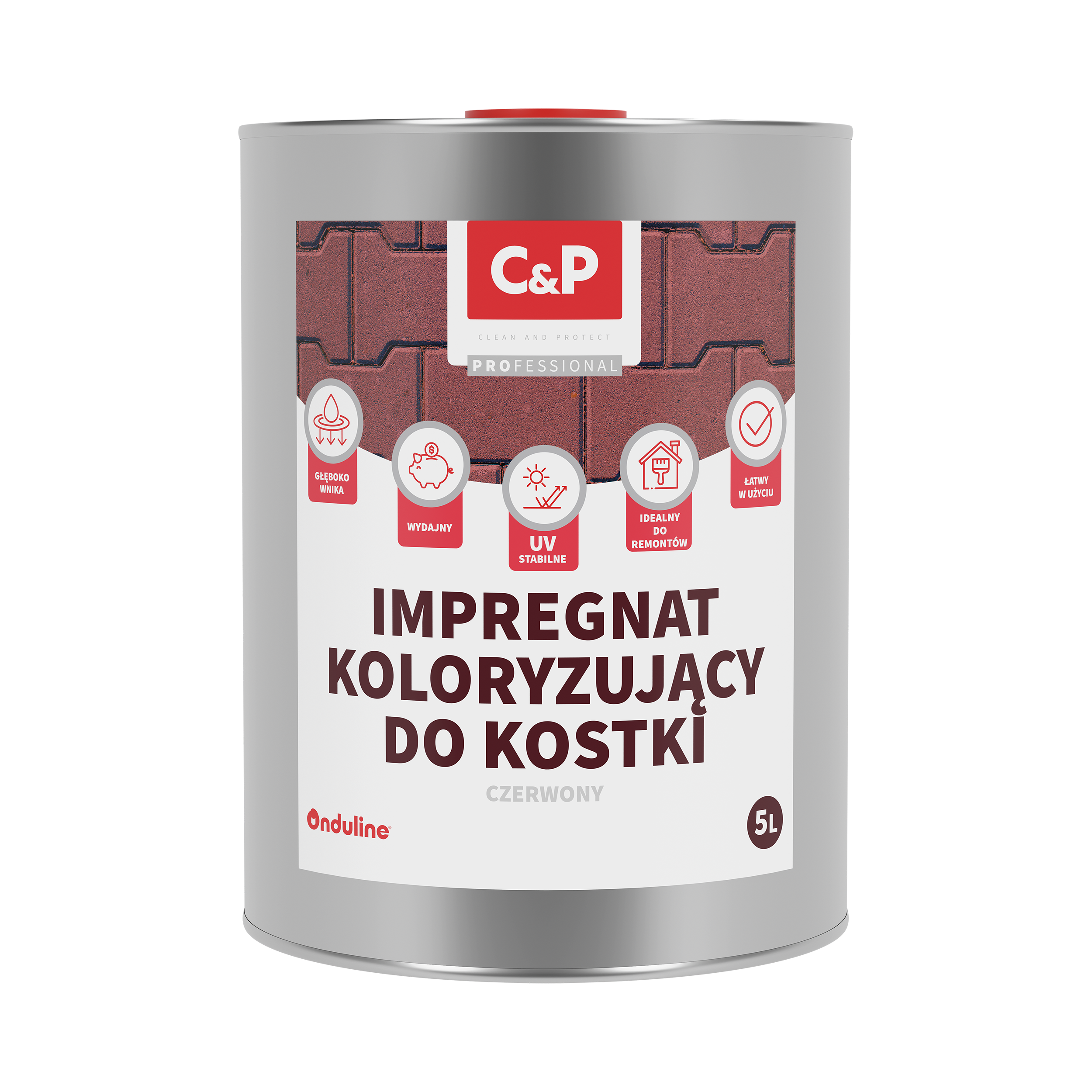 Impregnat do kostki brukowej koloryzujący czerwony C&amp;P 5 litrów