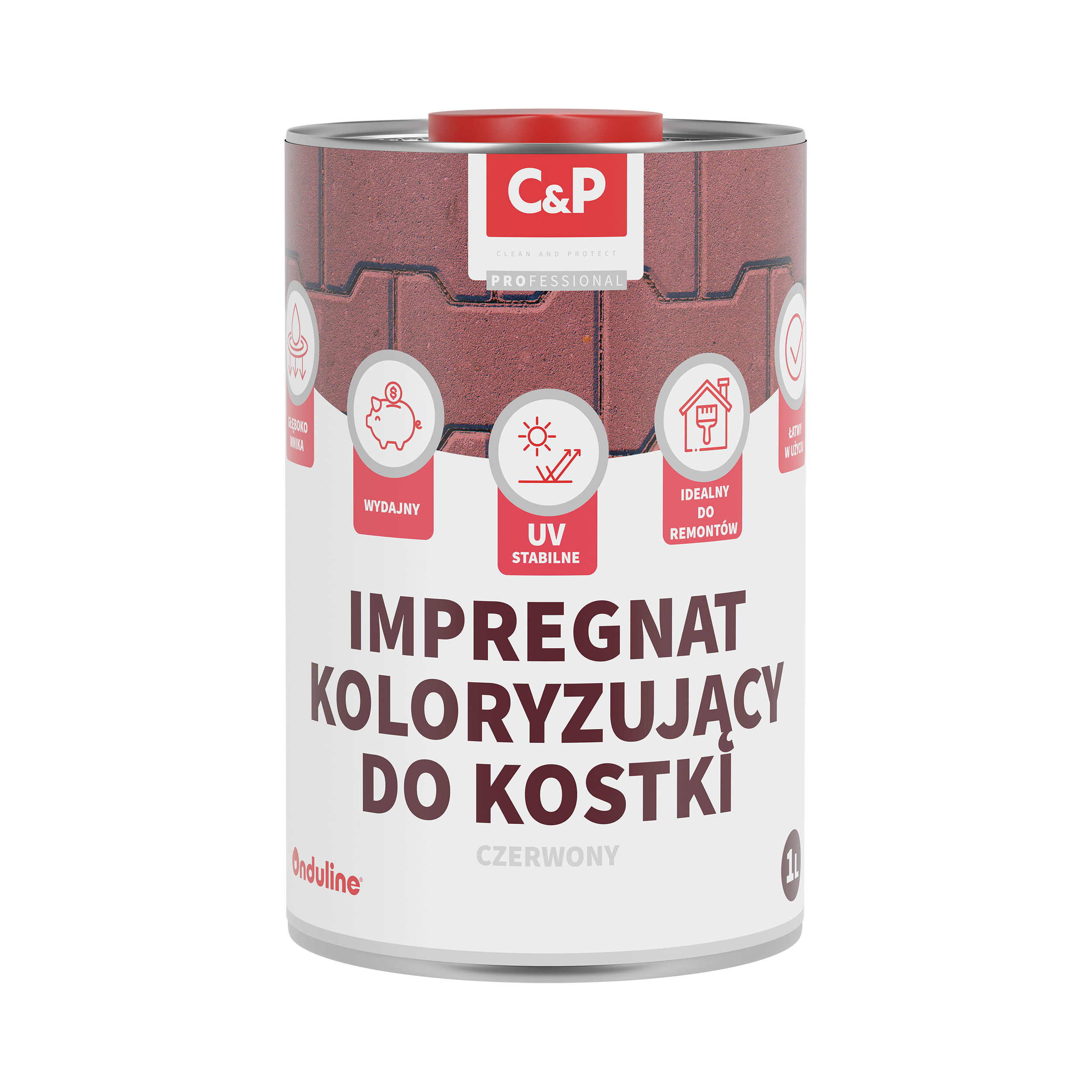Impregnat do kostki brukowej koloryzujący czerwony C&amp;P 1 litr