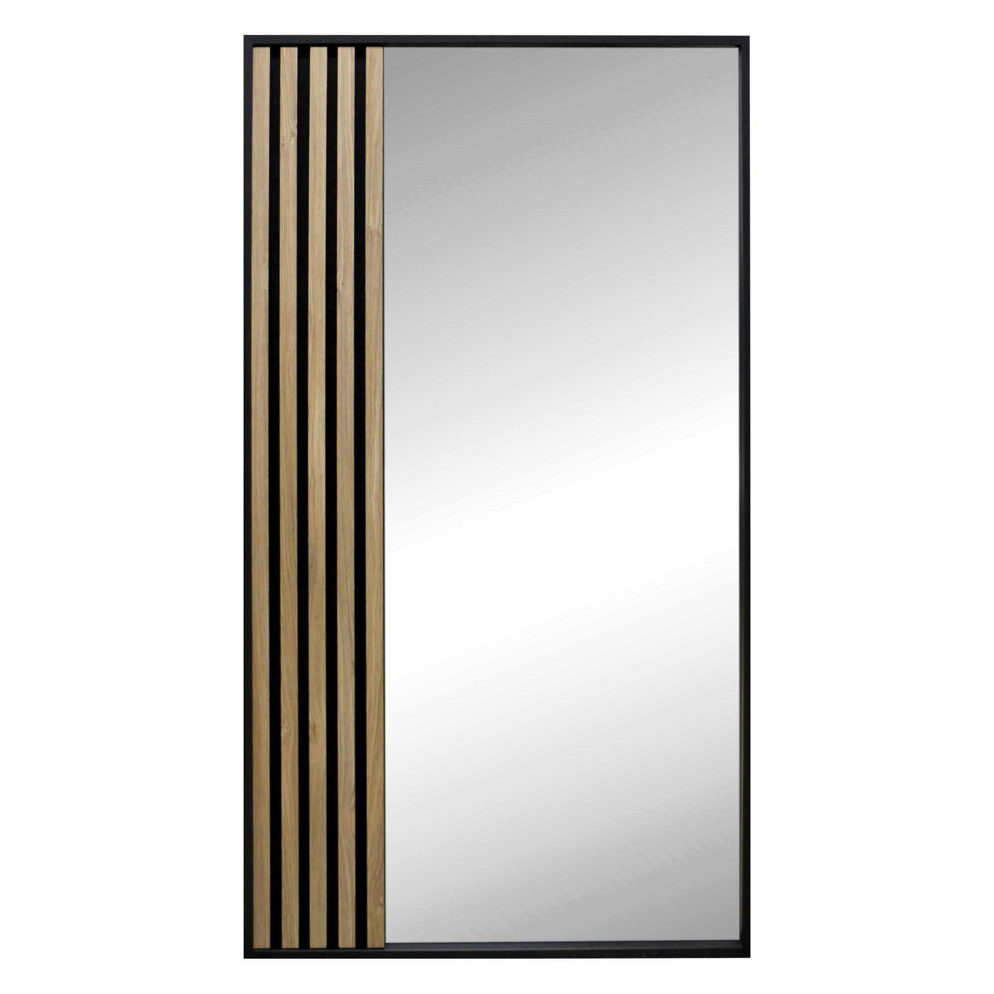 Espejo enmarcado de pared rectangular palilleria madera negra mate de 66 x 129 cm