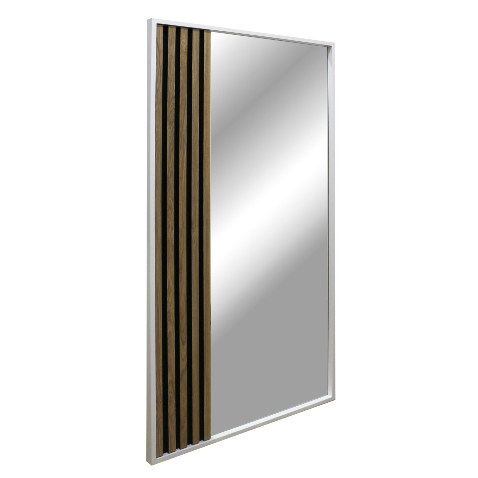 Espejo enmarcado de pared rectangular palilleria madera blanco mate de 66 x 129 cm