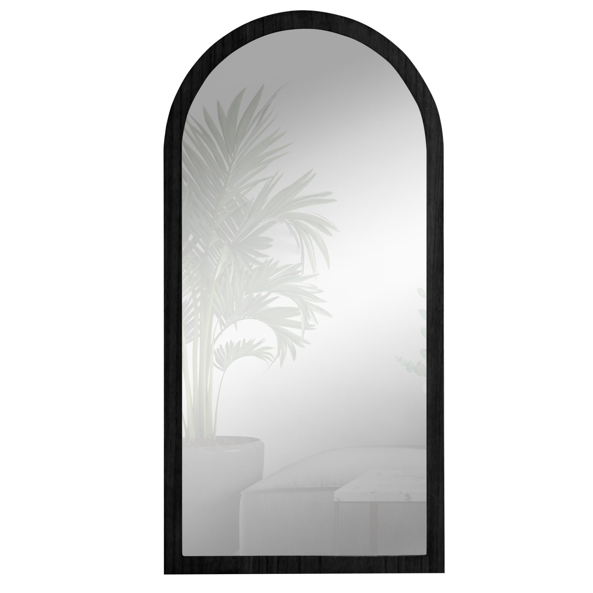 Espejo enmarcado de pared arco madera negro mate arco de 39 x 75 cm