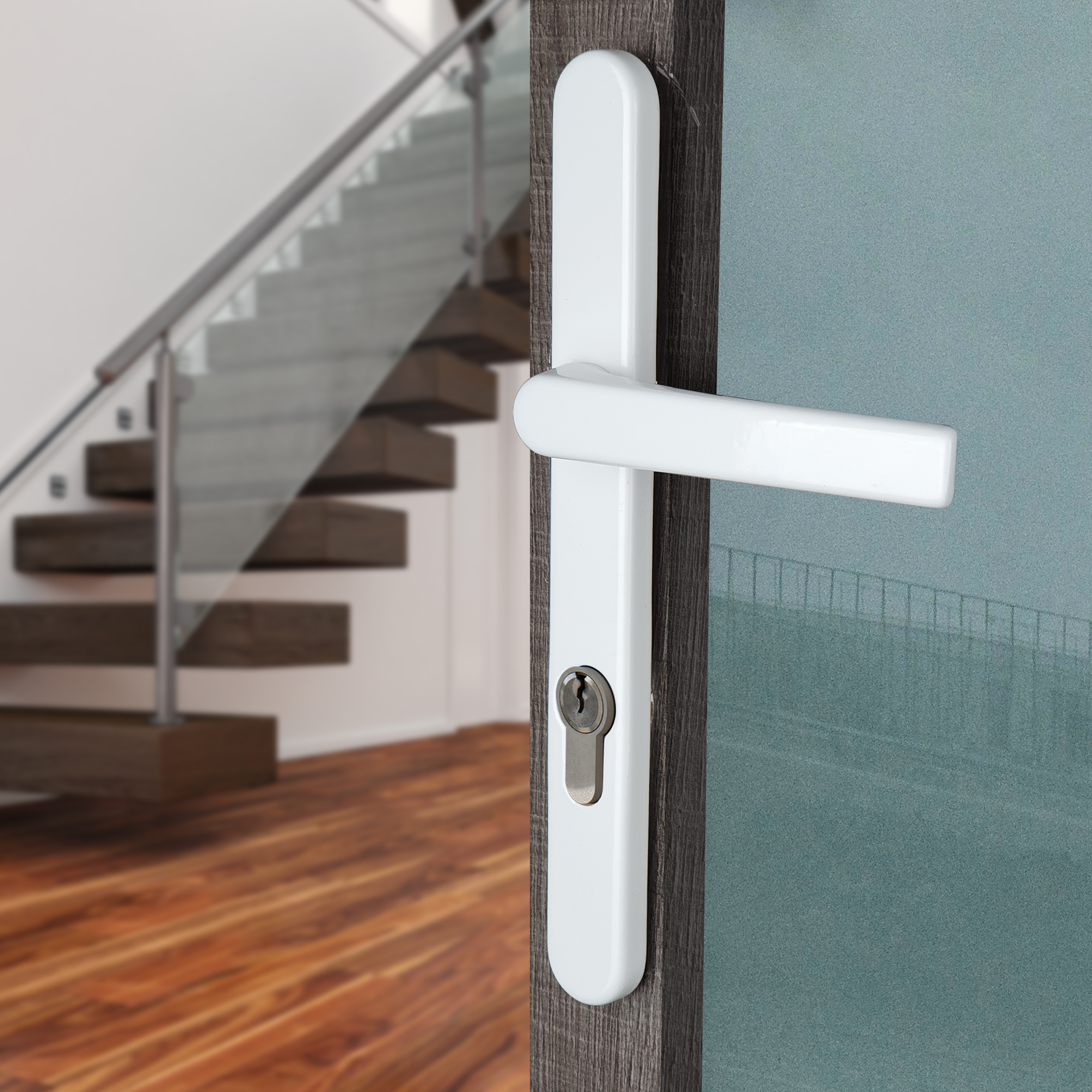 Poignée de porte-fenêtre blanche col court BALTIC  - 4