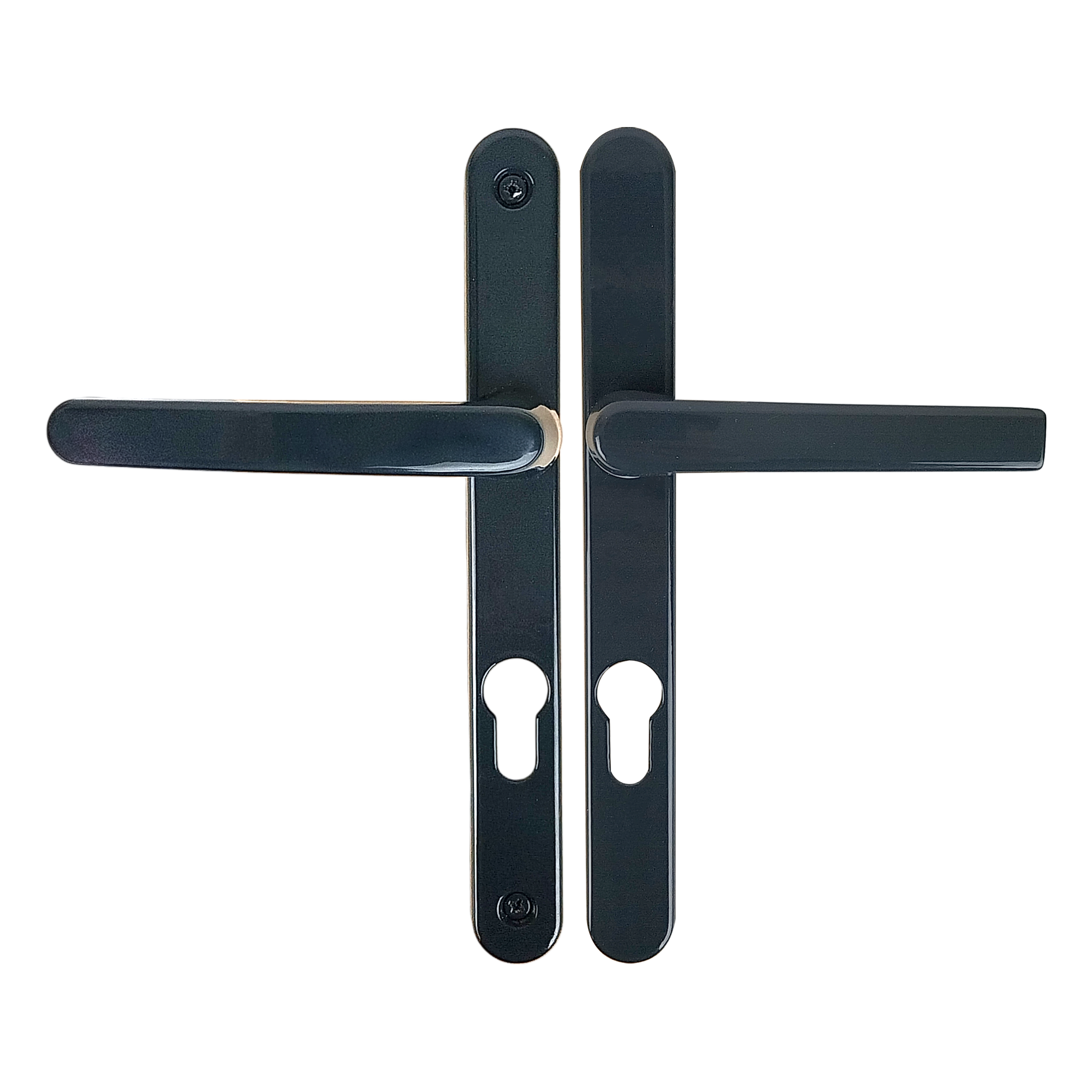 Poignée de porte sur plaque grise entraxe 195 mm Clé en I BEVERLY x2 - 3