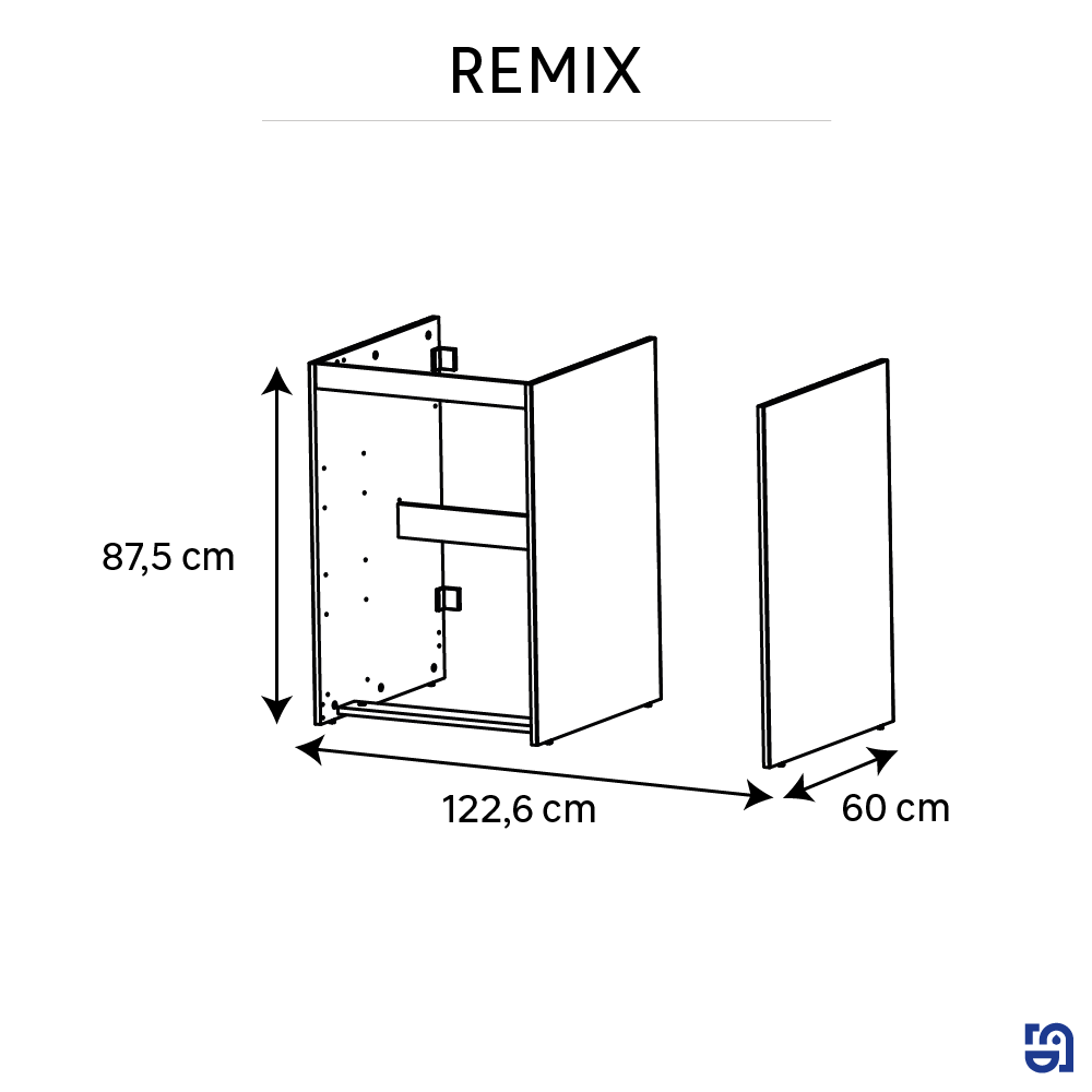 Korpus szafki łazienkowej do zabudowy pralki do 3 lub 2 szuflad (60cm) Remix 122,6x87,5x60 cm Sensea - 3