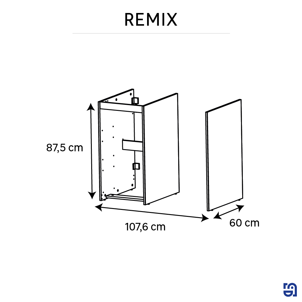 Korpus szafki łazienkowej do zabudowy pralki do 3 lub 2 szuflad (45cm) Remix 107,6x87,5x60 cm Sensea - 2