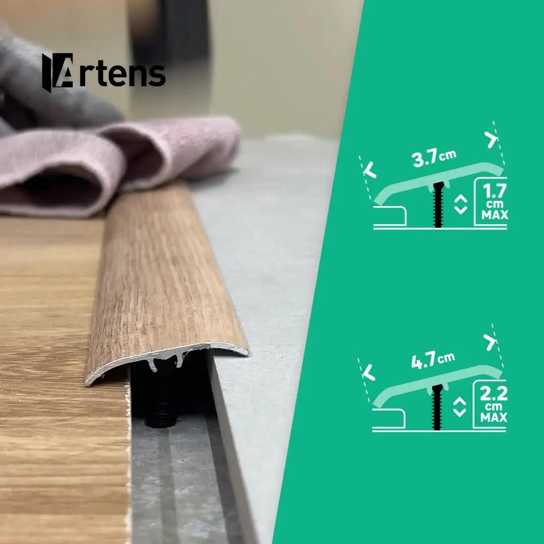Perfil de umbral 4 en 1 de aluminio color madera gris 83 cm ARTENS CER510 - 3