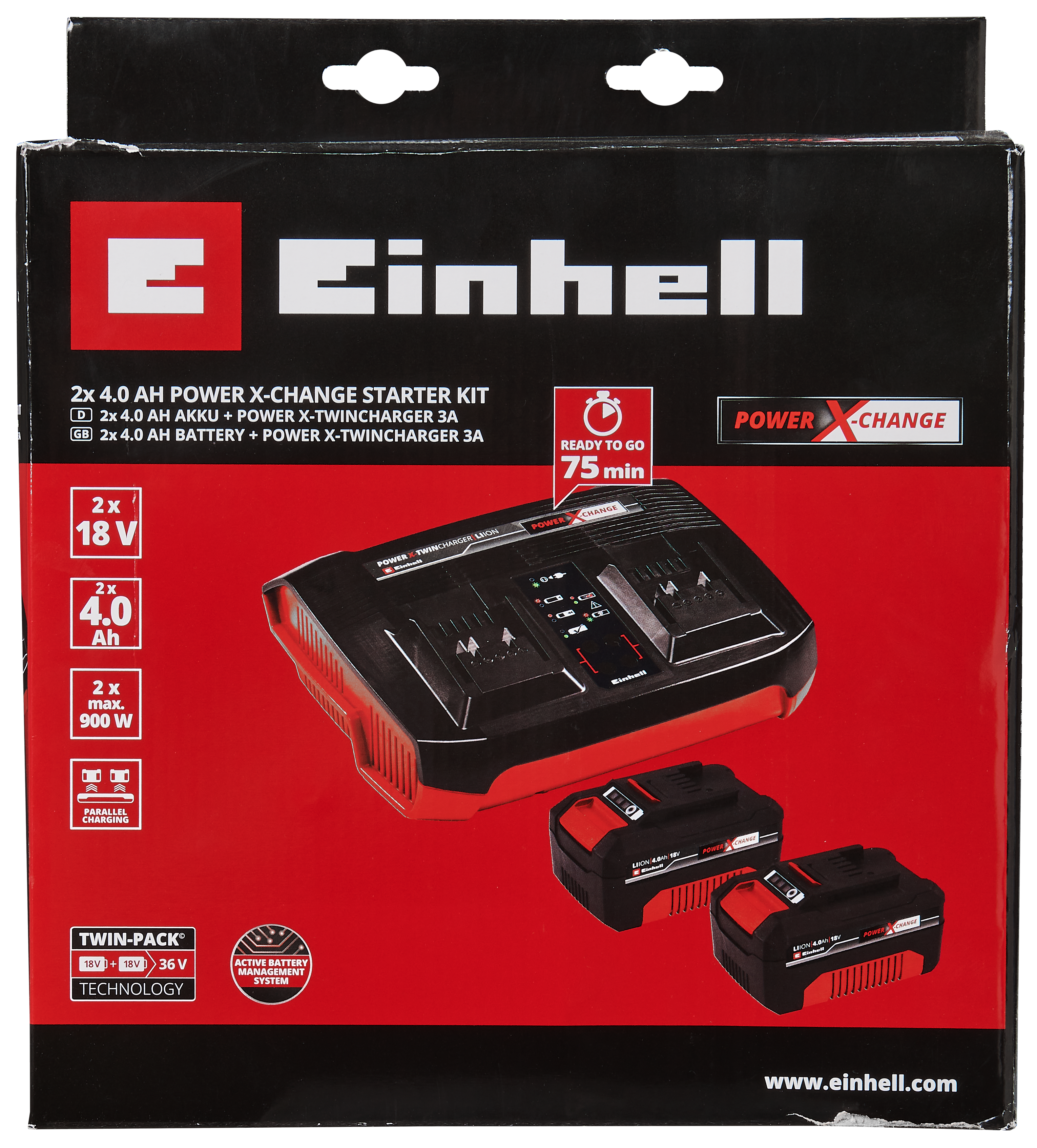 Ładowarka + akumulator zestaw 18V 2x4Ah Power X-Change Einhell - 3
