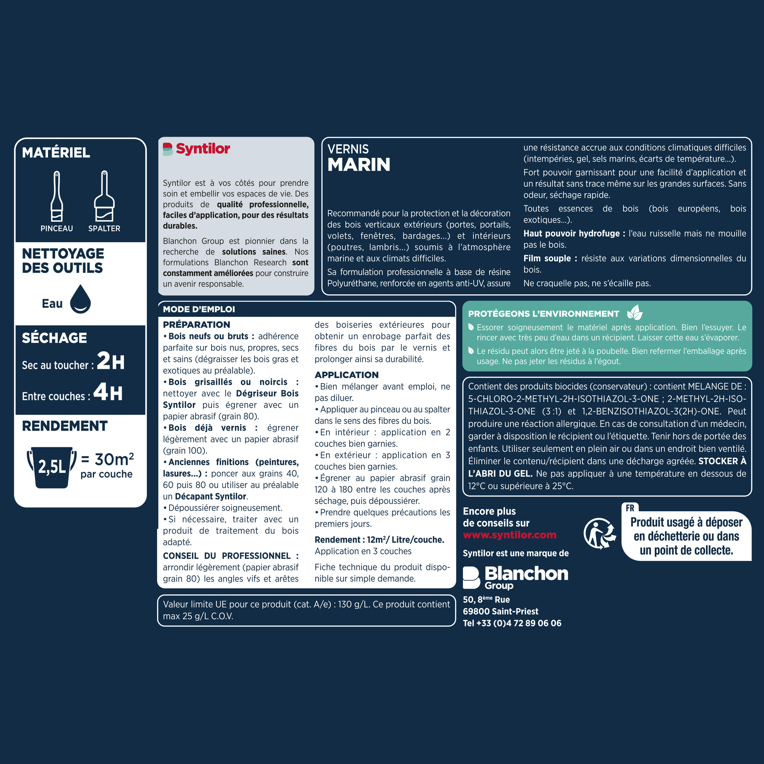 Vernis pour bois extérieur SYNTILOR Marin incolore satiné 2.5 l - 4
