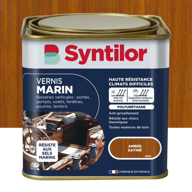 Vernis pour bois extérieur SYNTILOR Marin ambre satiné 0.75 l